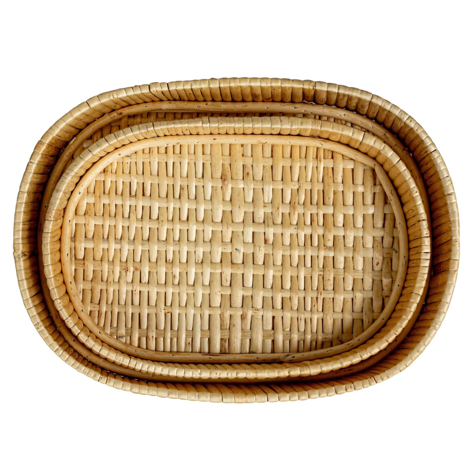 Household Essentials Natural Handwoven Nesting Oval Willow Tray Set