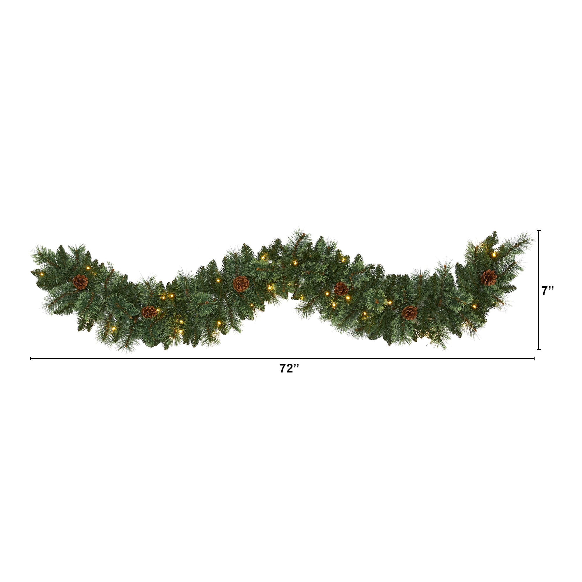 6ft. Pre-Lit White Warm LED White Mountain Pine &#x26; Pinecones Artificial Garland