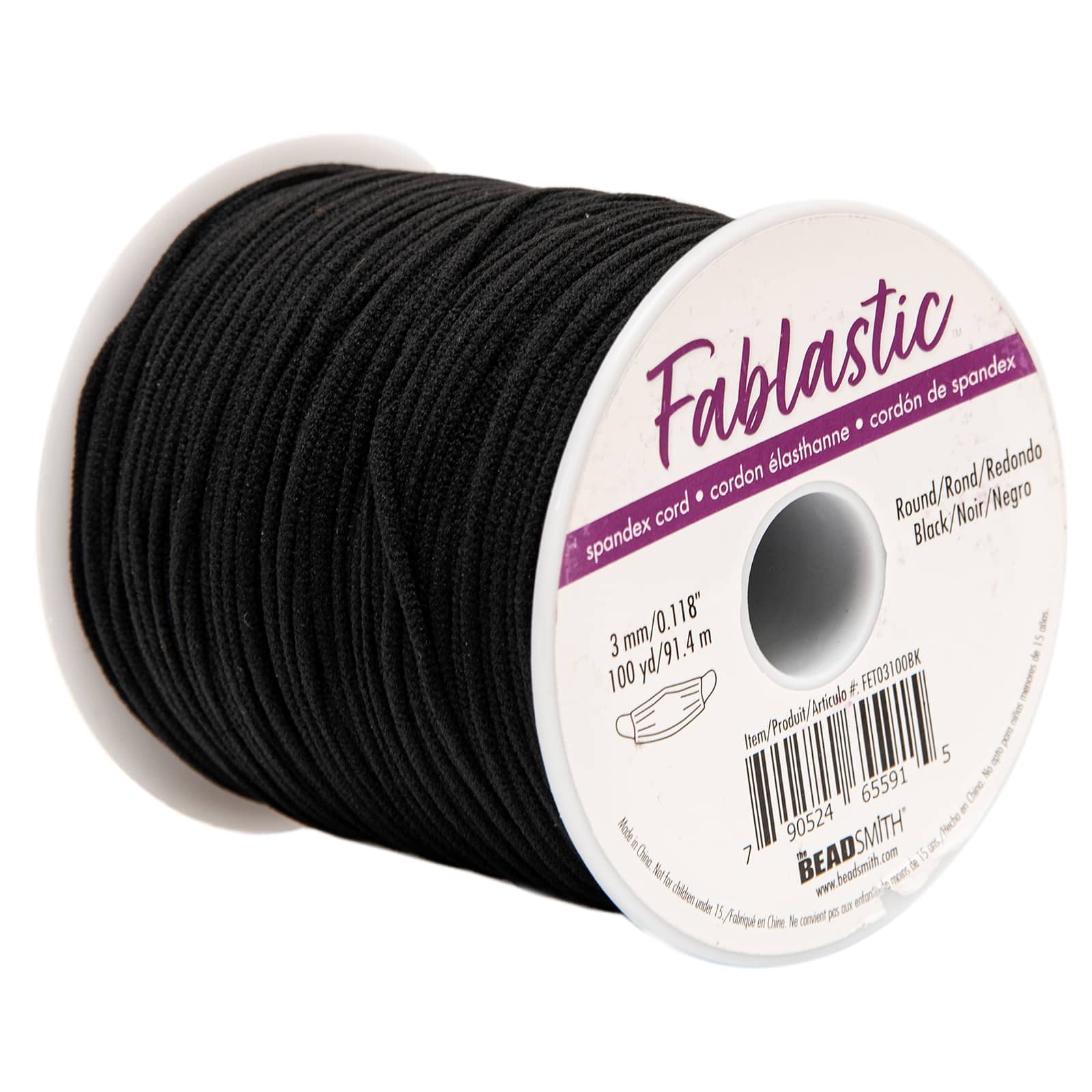 6 Pack: Beadsmith® Fablastic™ 3mm Black Round Spandex Cord