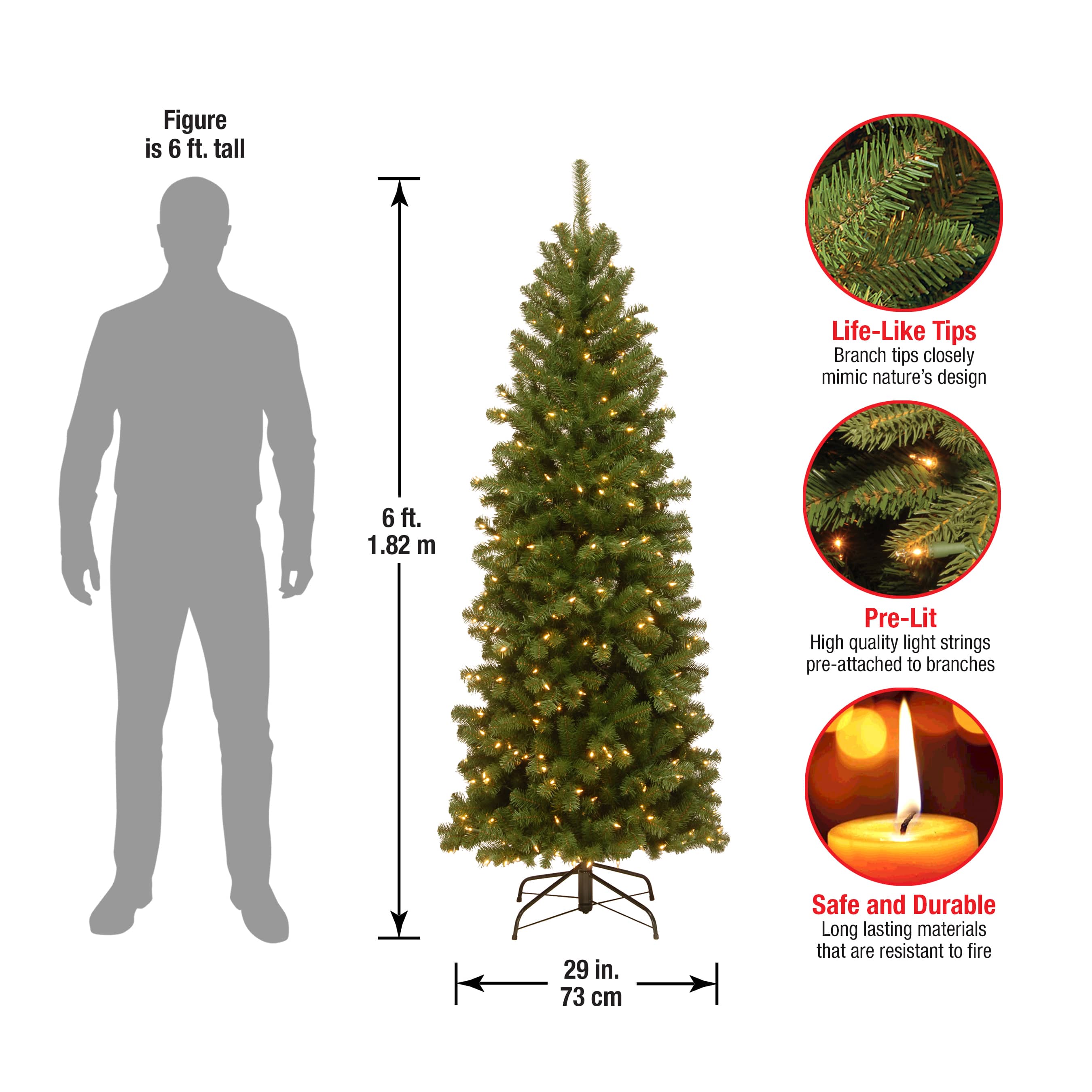 6ft. Pre-Lit North Valley® Spruce Artificial Christmas Tree, Clear Lights