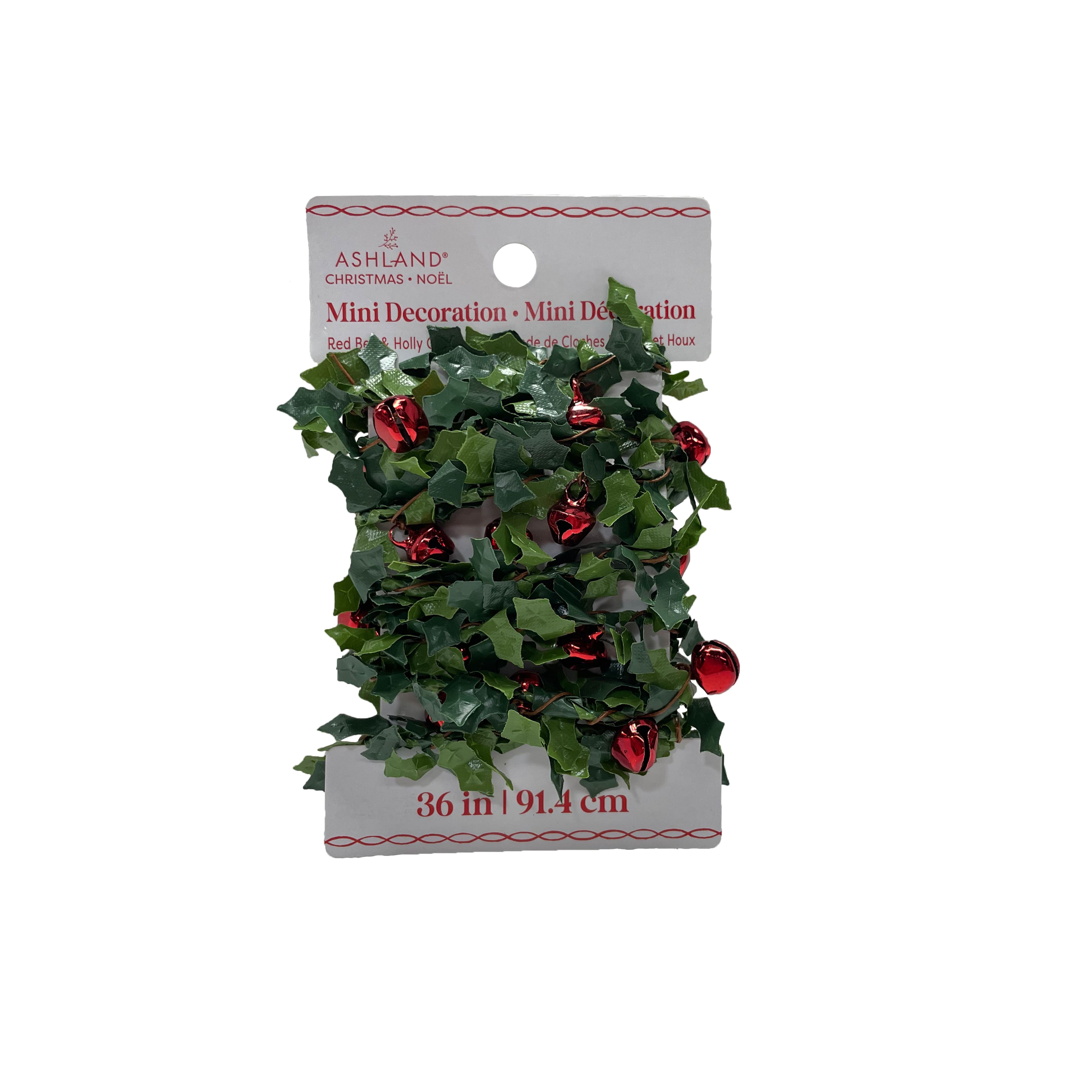 Mini Red Bell &#x26; Holly Garland by Ashland&#xAE;
