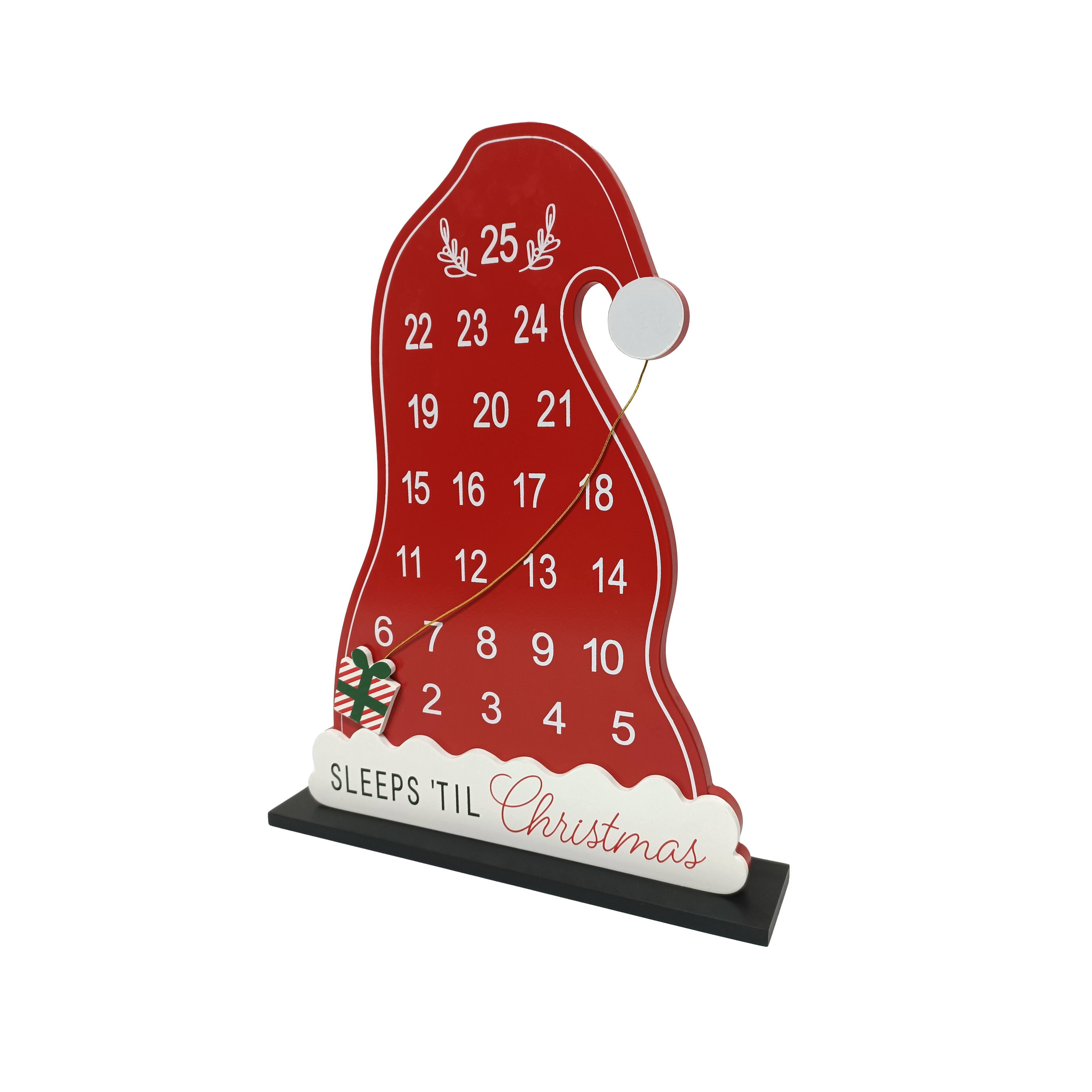 D&#xE9;coration de table en forme de chapeau du p&#xE8;re No&#xEB;l avec compte &#xE0; rebours avant No&#xEB;l de 41,8&#xA0;cm d&#x2019;Ashland