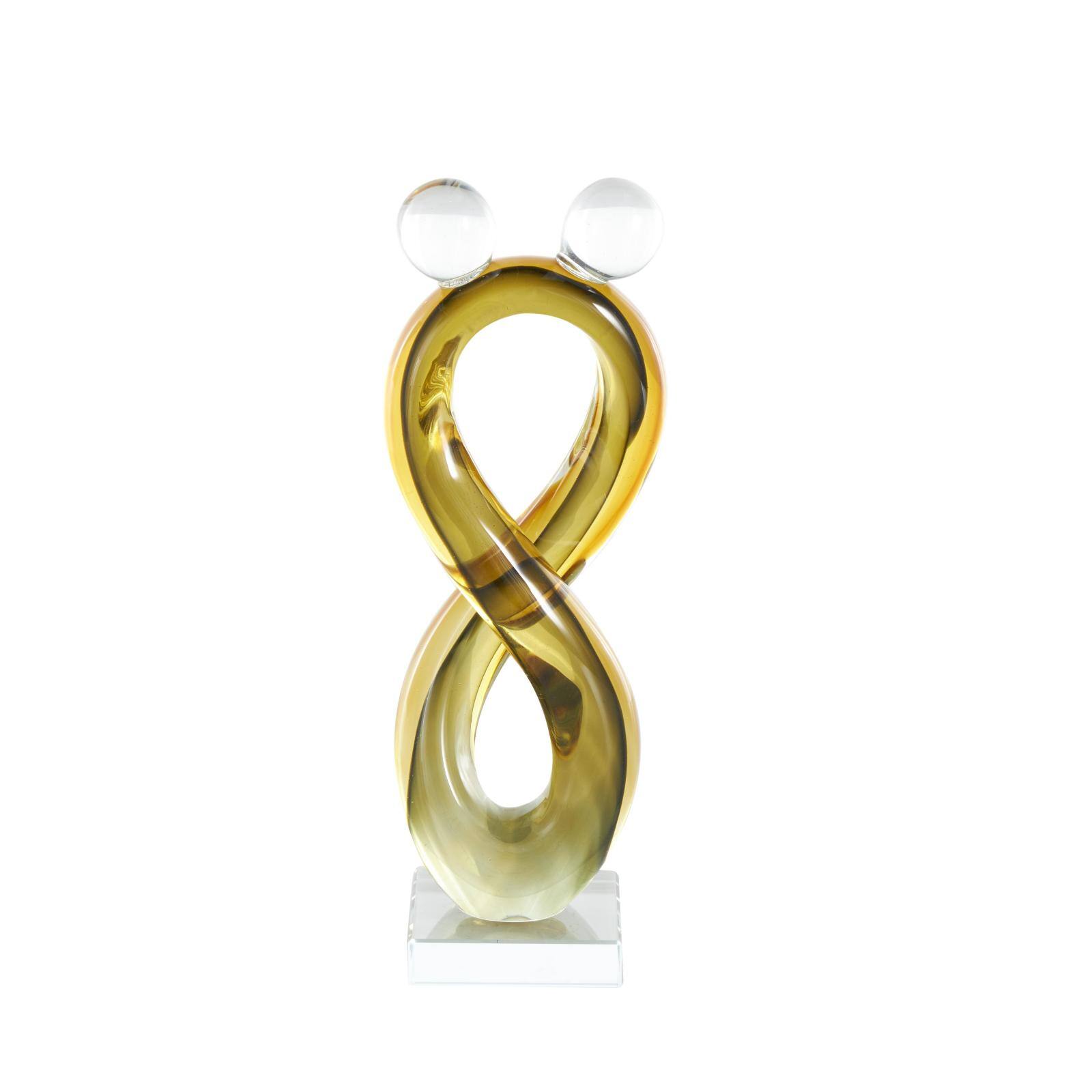 12" Amber Yellow Glass Abstract Infinity Sculpture
