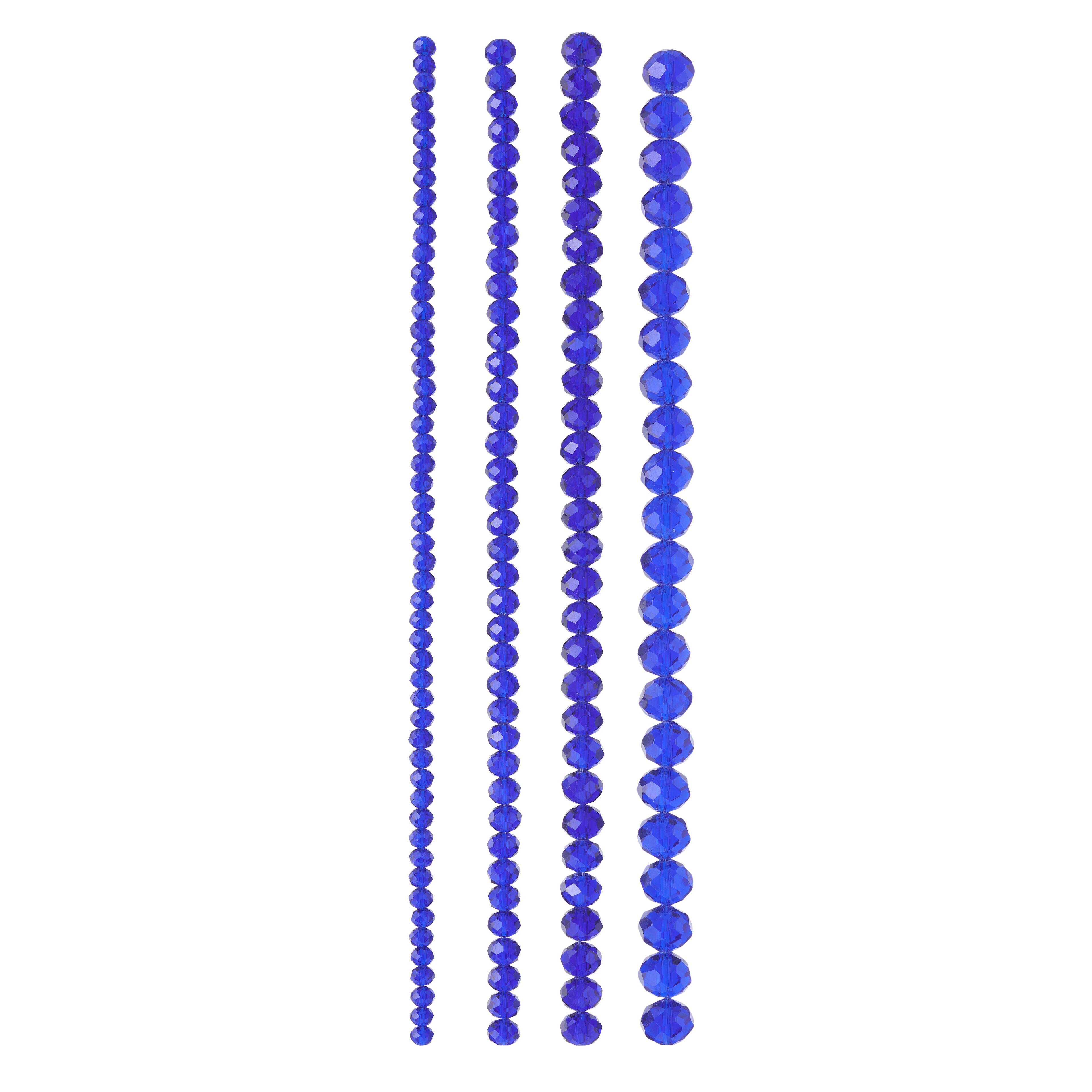 12 Packs: 4 ct. (48 total) Blue Faceted Glass Rondelle Beads by Bead Landing&#x2122;