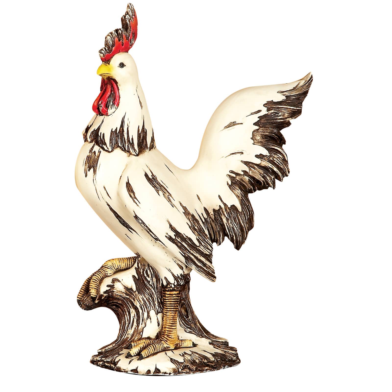 15&#x22; White Rooster Garden Sculpture