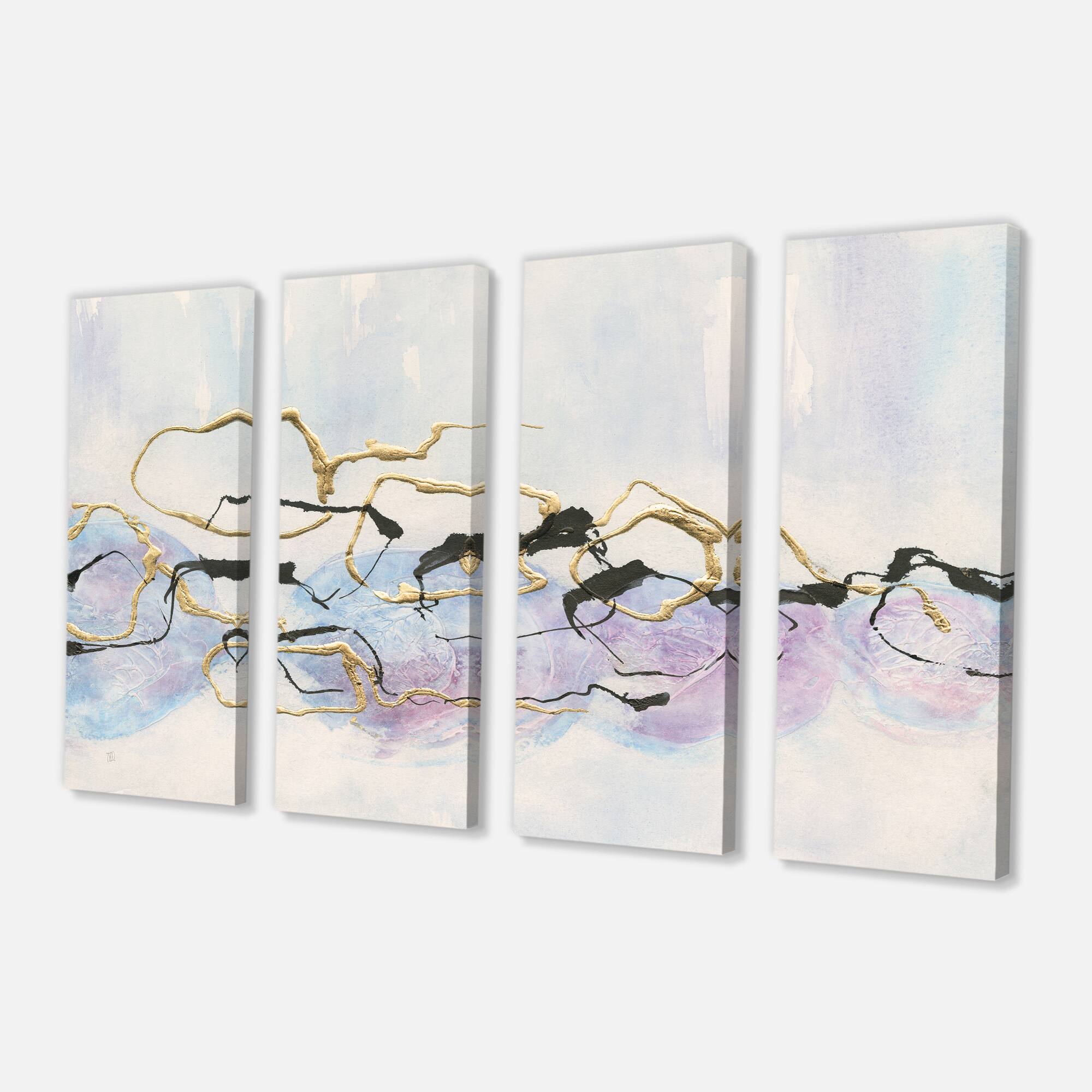 Designart - Gold Lines on Pastel I