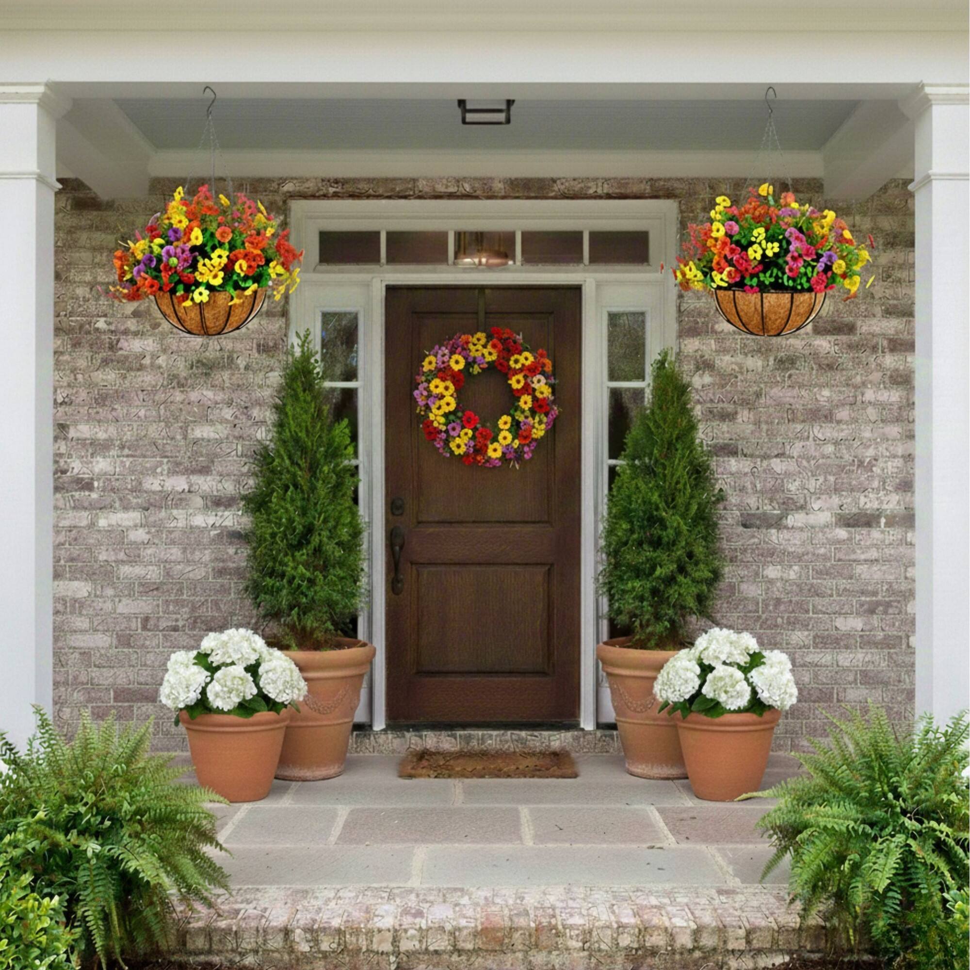 24" UV Resistant Artificial Daisy Hanging Basket DIY Kit