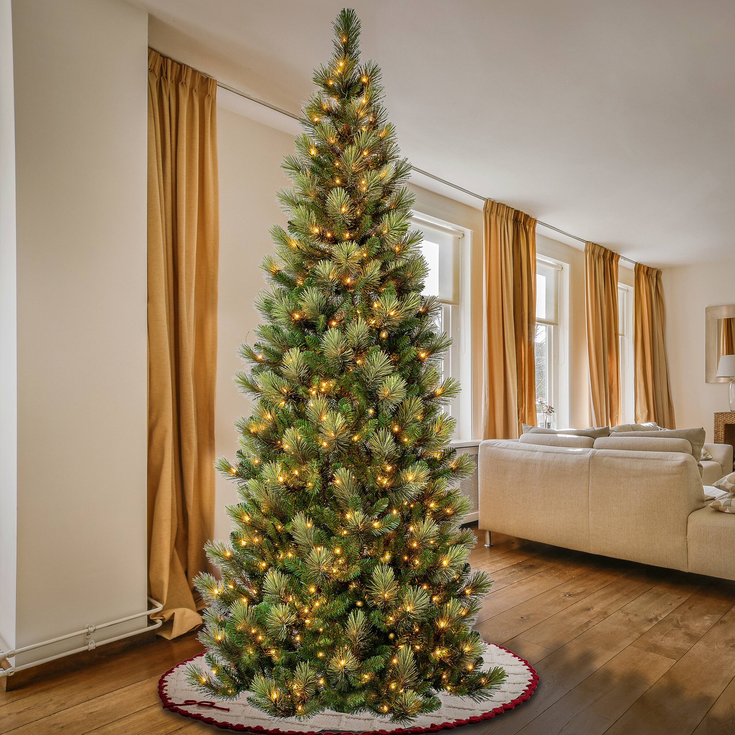 9ft. Pre-Lit Charleston Pine Slim Artificial Christmas Tree, Clear Lights