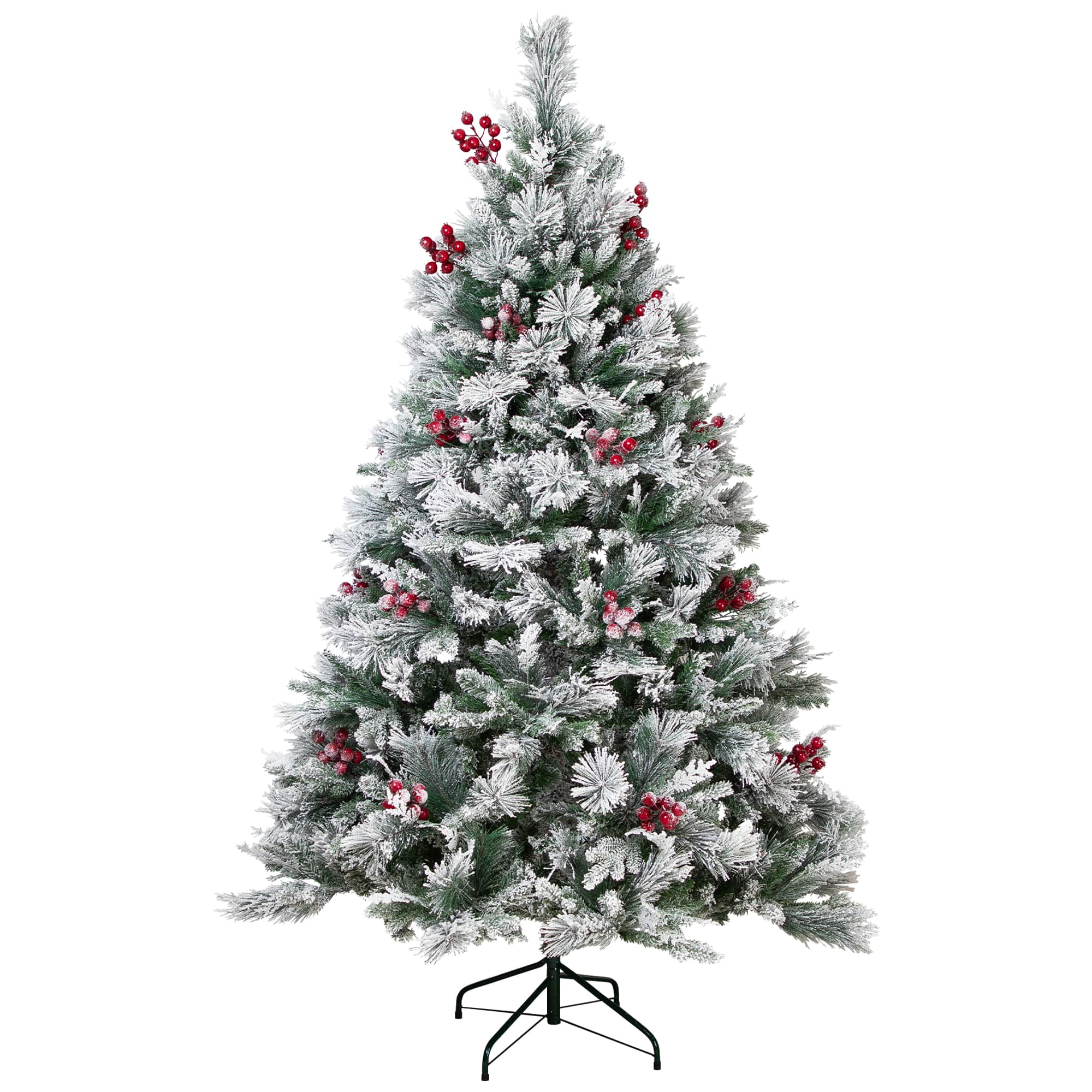 6.5ft. Unlit Real Touch™ Heavily Flocked Whittaker Spruce Full Artificial Christmas Tree with Frosted Red Berries