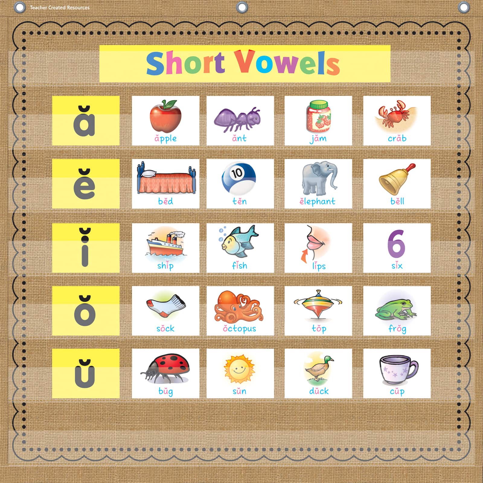 Teacher Created Resources Burlap 7 Pocket File Storage Pocket Chart