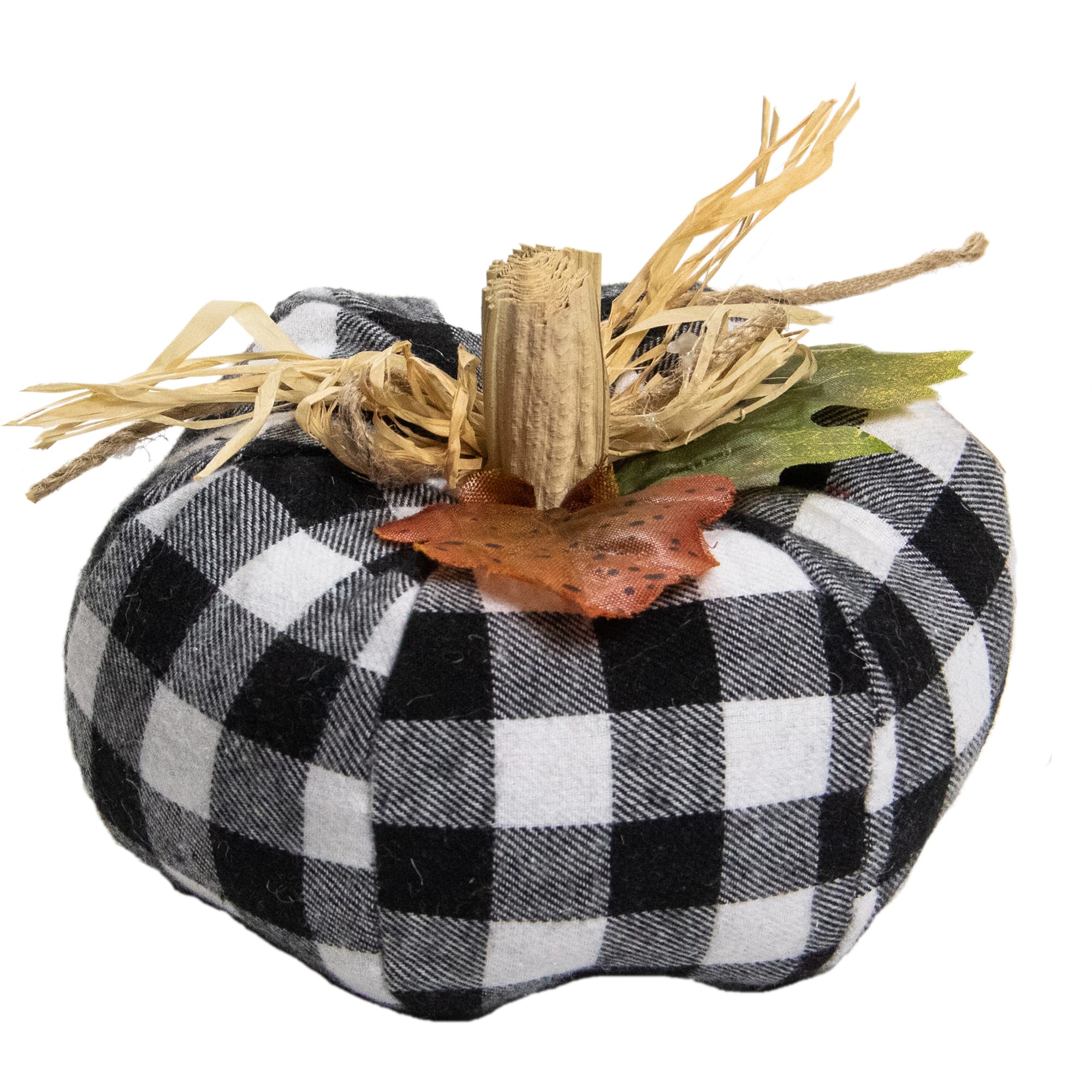 5&#x22; White &#x26; Black Buffalo Plaid Fall Harvest Pumpkin