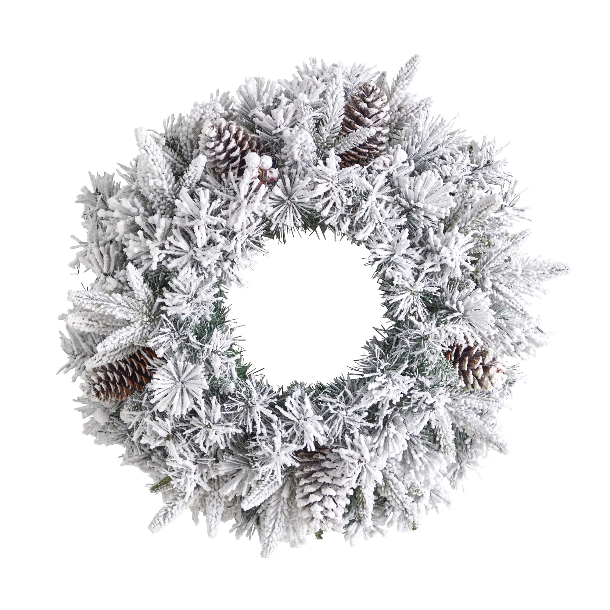 20" White LED Lights Flocked Artificial Christmas Wreath