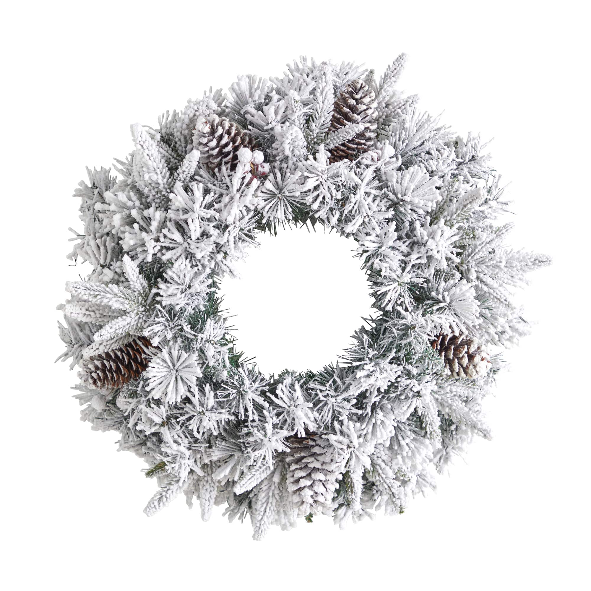 20&#x22; White LED Lights Flocked Artificial Christmas Wreath