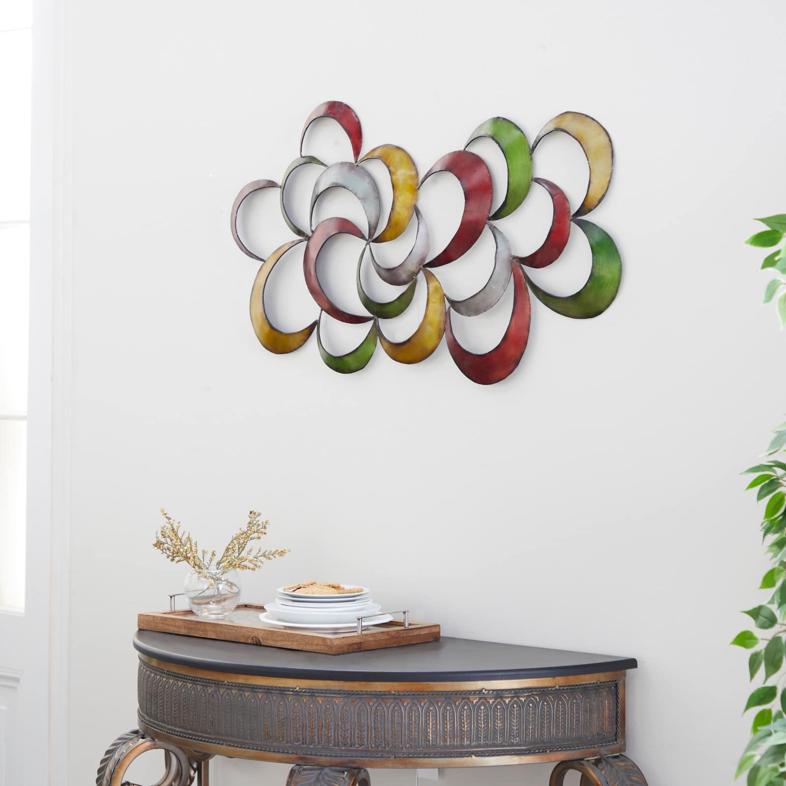 35&#x22; Multicolored Metal Contemporary Abstract Wall Decor