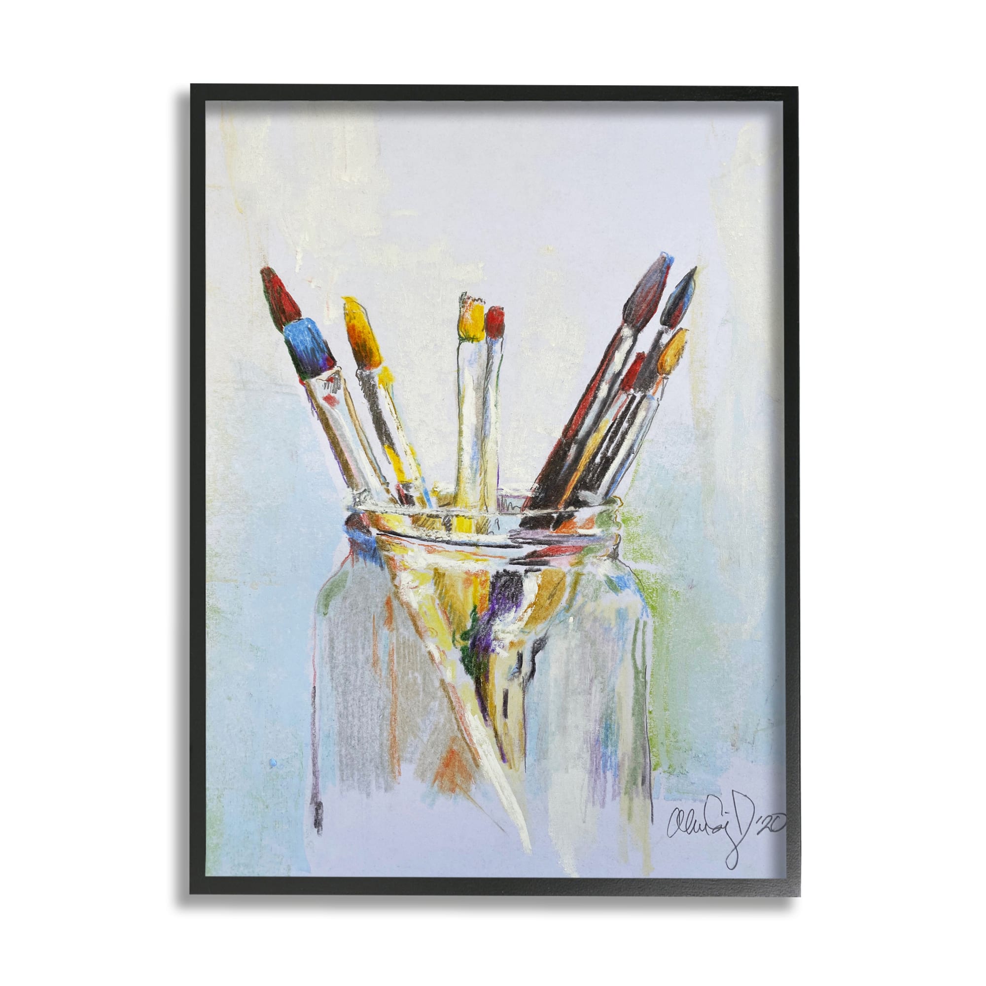 Stupell Industries Paintbrushes in Glass Jar Expressive Artist Tools Framed Wall Art