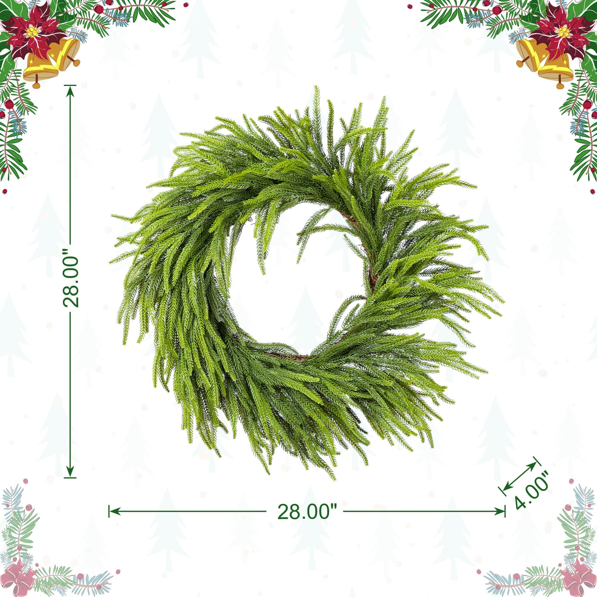 Glitzhome&#xAE; 28&#x22;D Christmas Greenery PE Wreath
