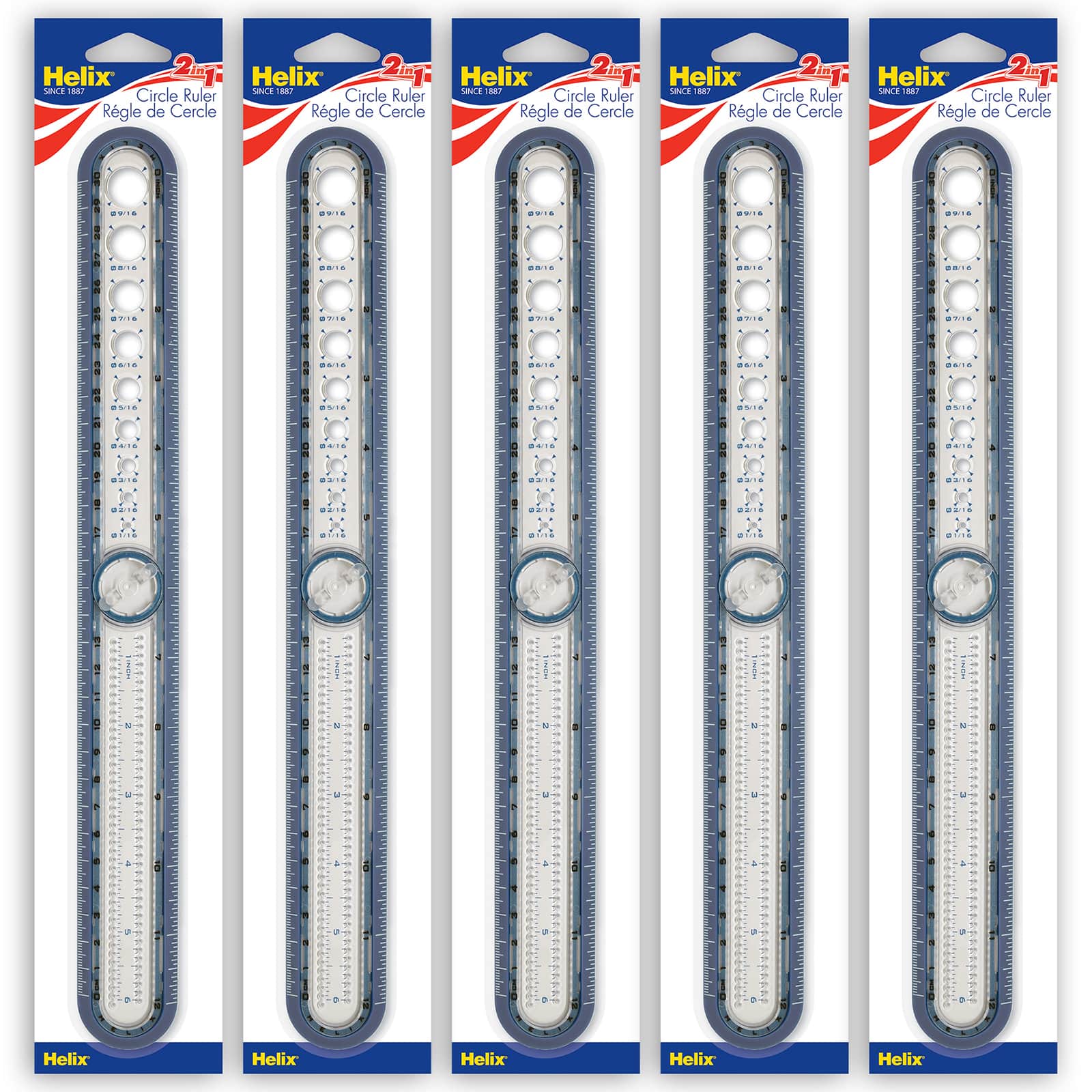 Helix® 2-in-1 Circle Ruler Measuring & Compass Tool, 5ct.