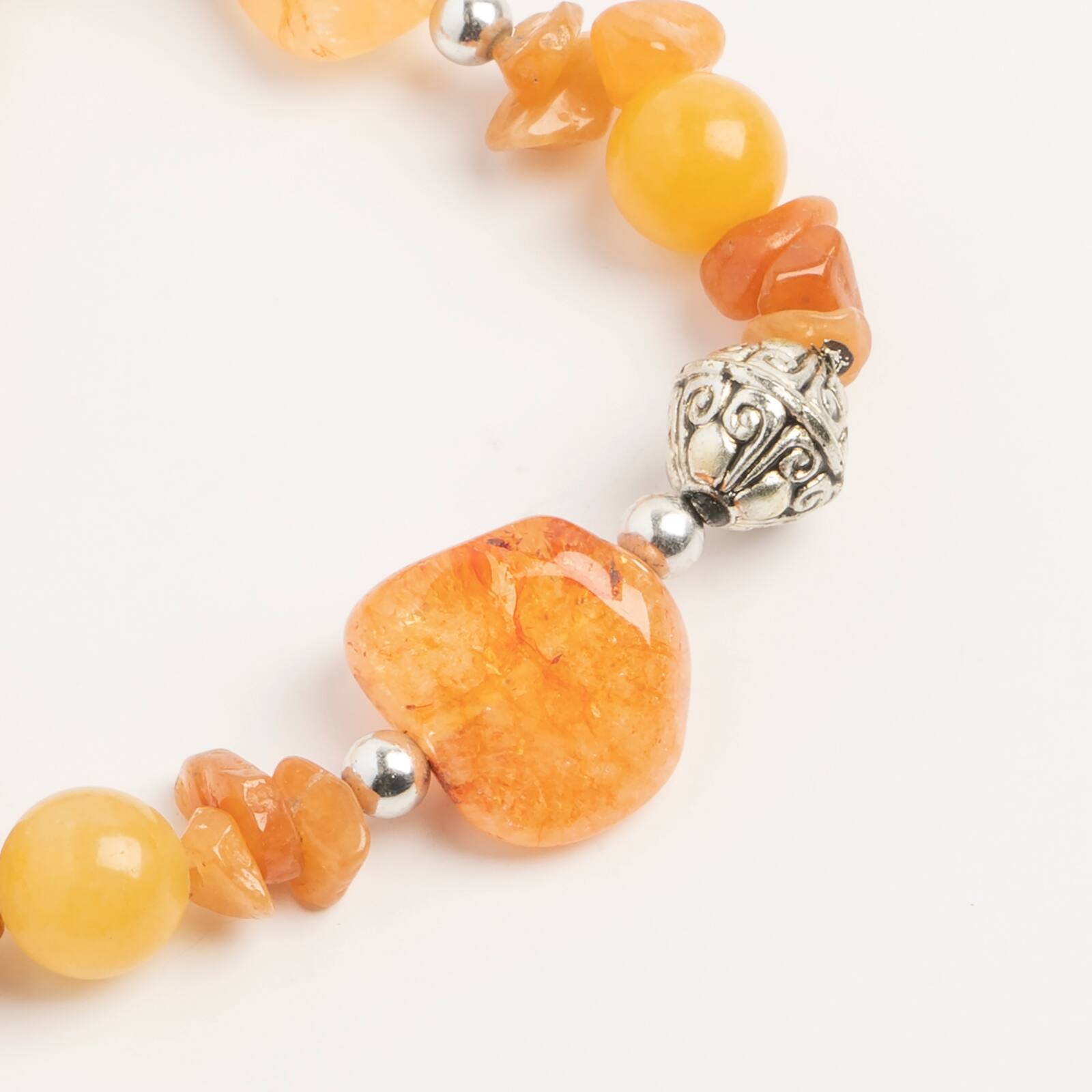 John Bead Crystal Orange-Dyed Citrine Natural Stone Bracelet