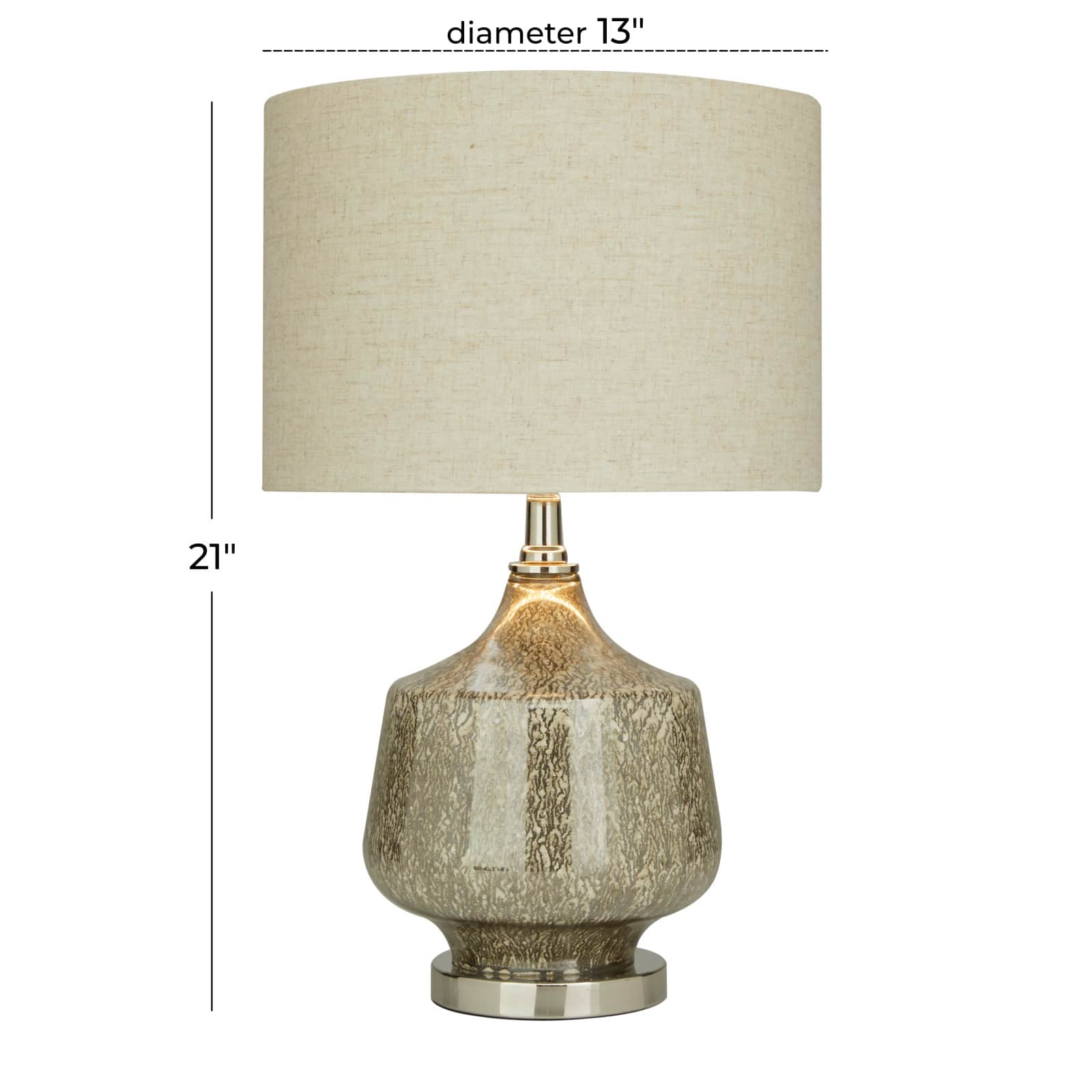 Champagne Linen Transitional Table Lamp, 21" x 13" x 13"