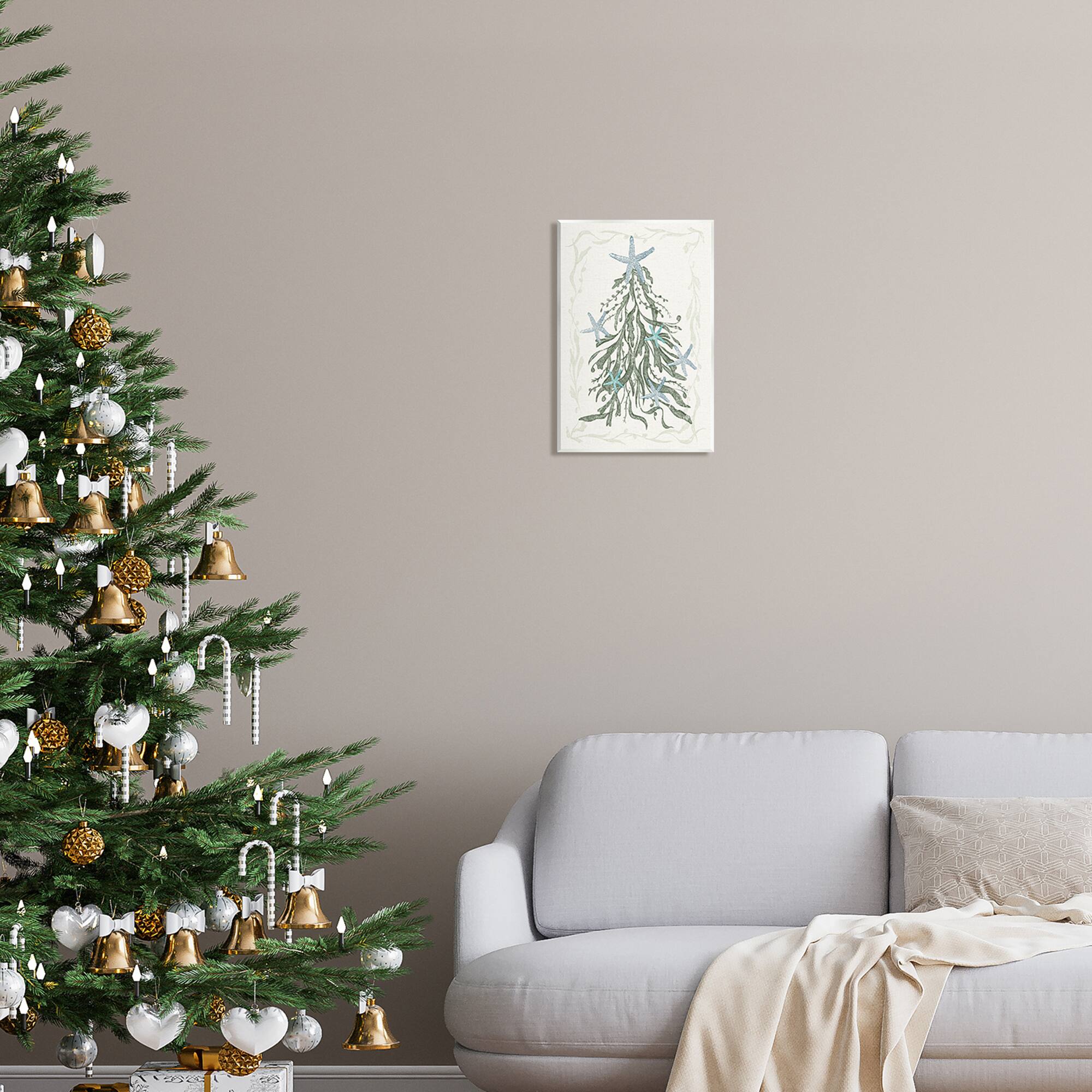 Stupell Industries Nautical Christmas Tree Sea Life Wall Plaque Art