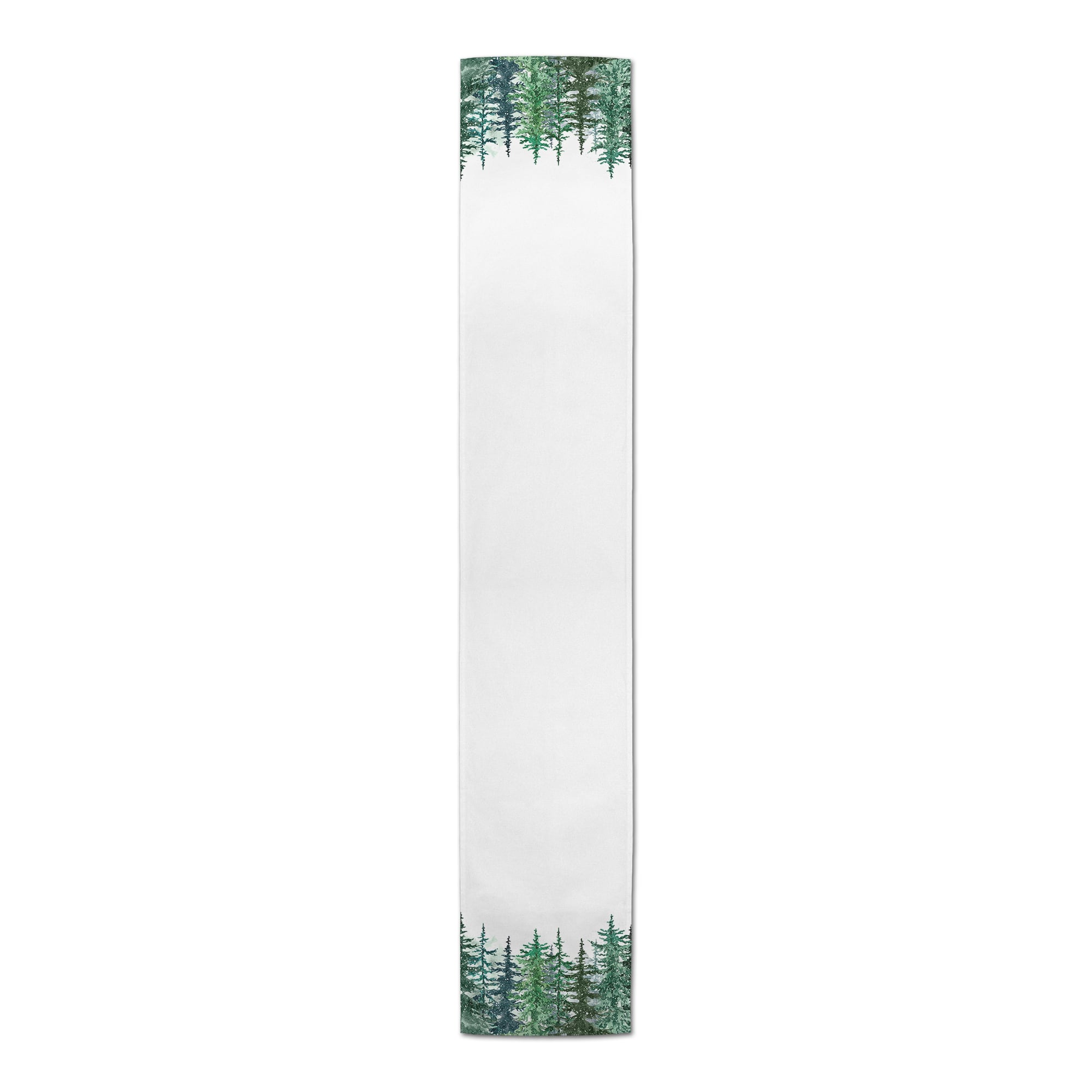 72" Winter Watercolor Pine Forest Poly Twill Table Runner