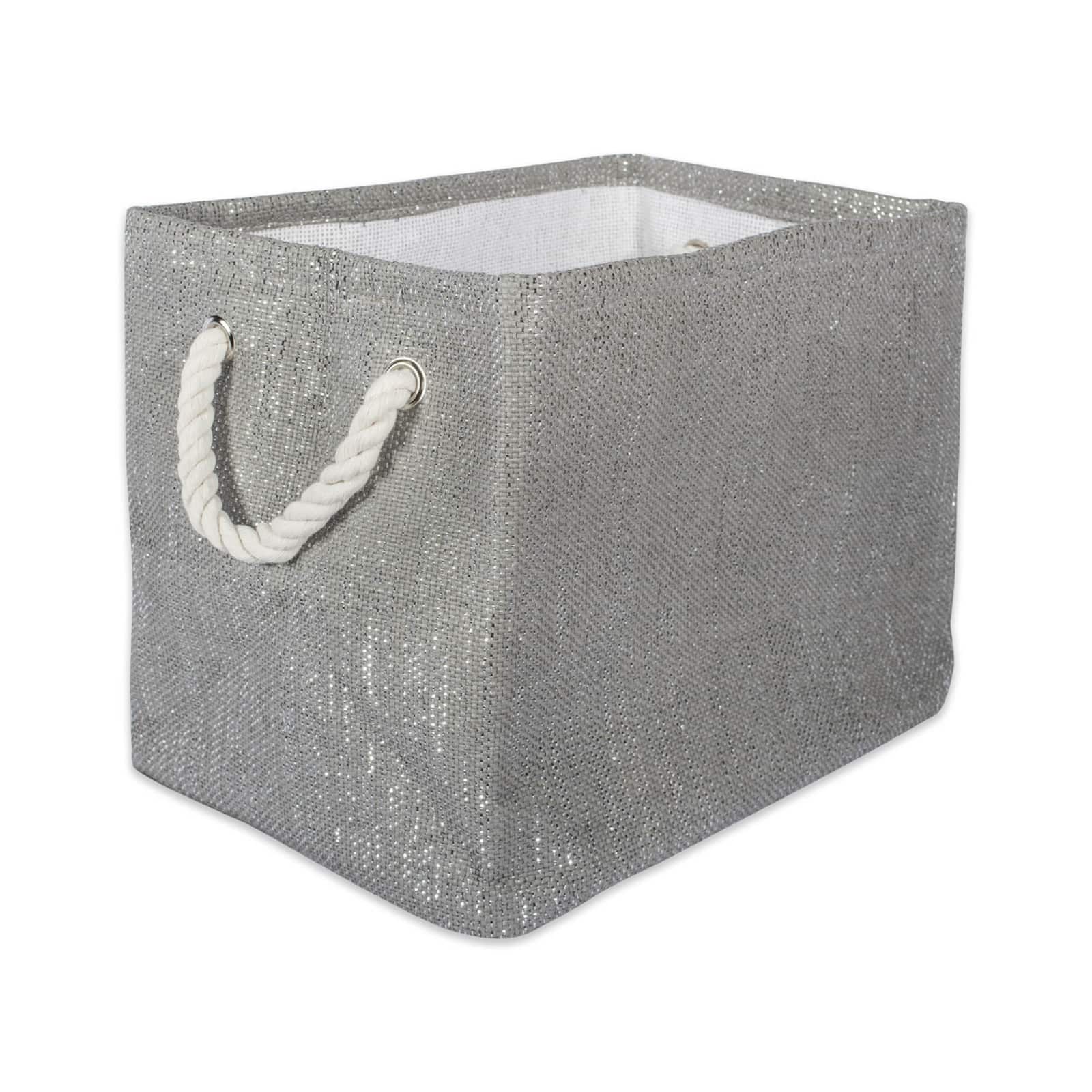 DII® 9" Lurex Gray & Silver Rectangle Paper Bin