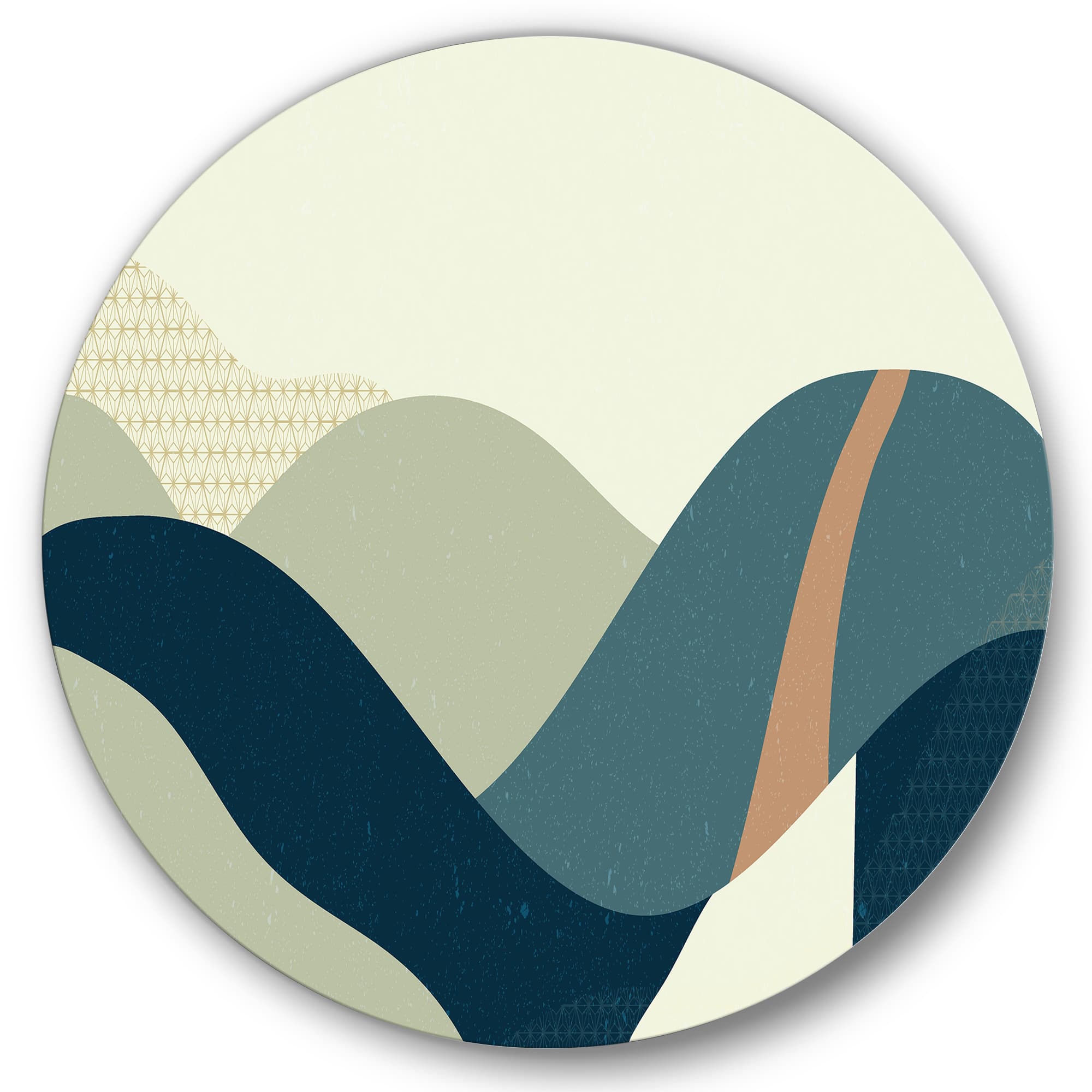 Designart - Abstract Geometric Landscape With Hills - Modern Metal Circle Wall Art