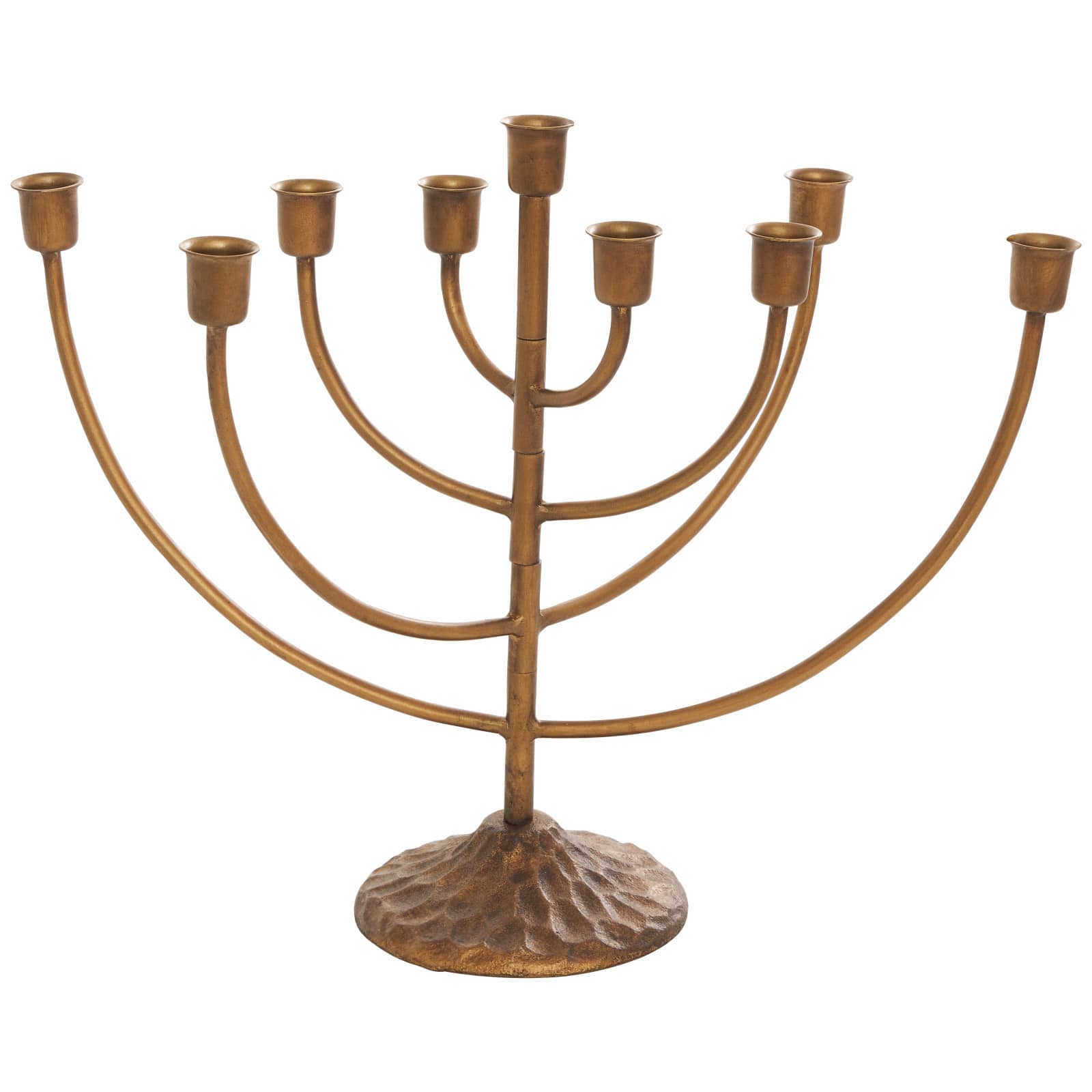 17" Bronze Metal Layered Arch Candelabra with Textured Base