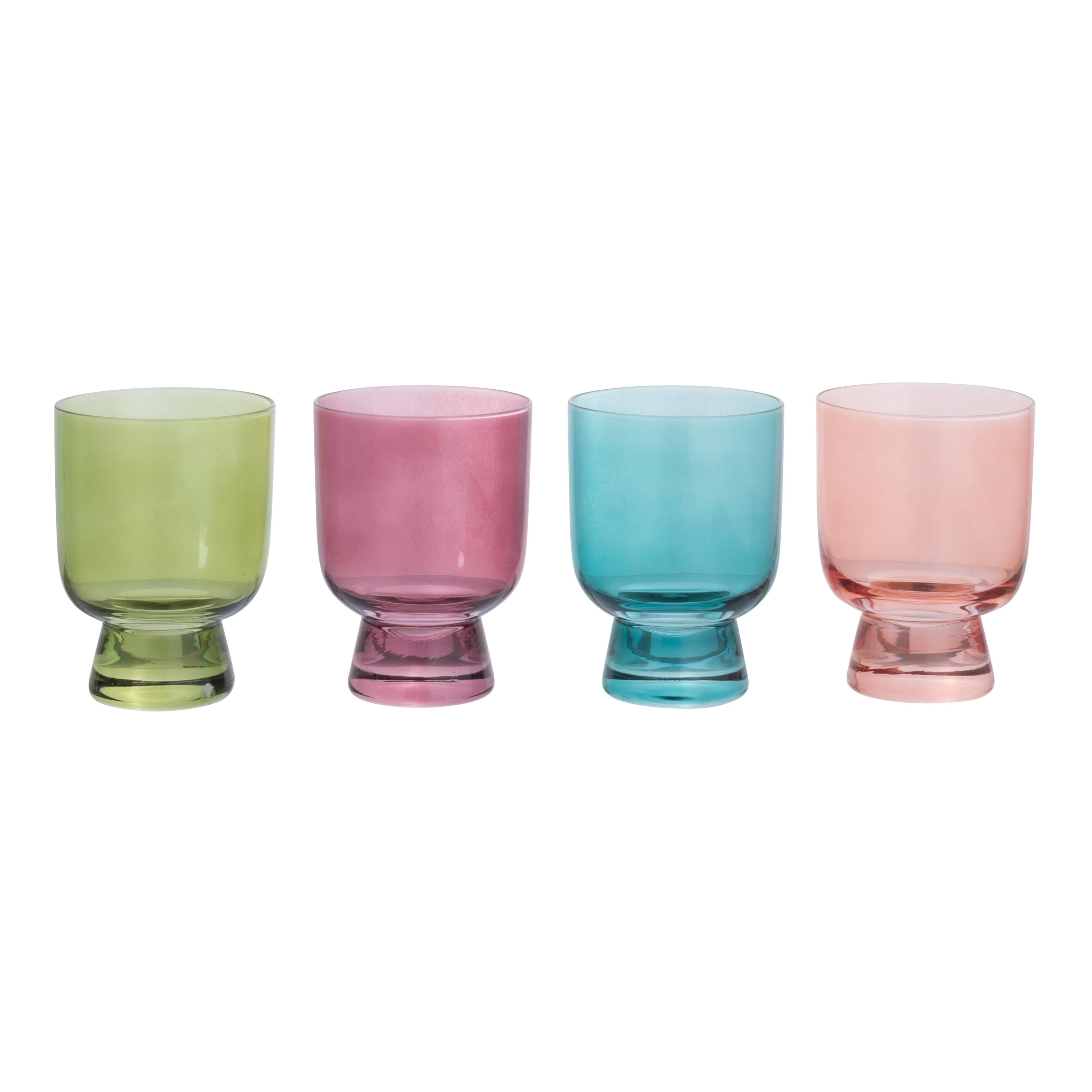 6oz. Hand Blown Footed Drinking Glasses Set