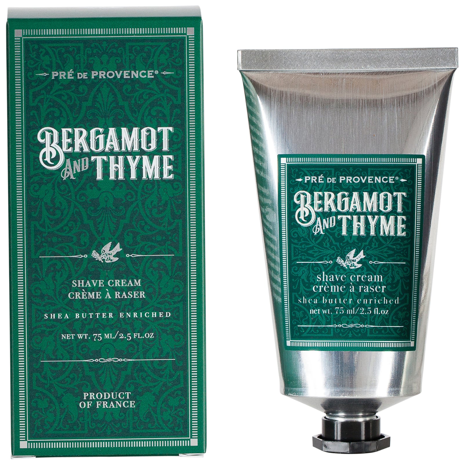 European Soaps Bergamot & Thyme Men's Shave Cream with Shea, 75mL