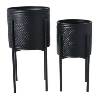 Main + Mesa – Set Di 2 Vasi In Metallo Con Rilievi, Bianco E Oro, Con Supporto, Stile Boho