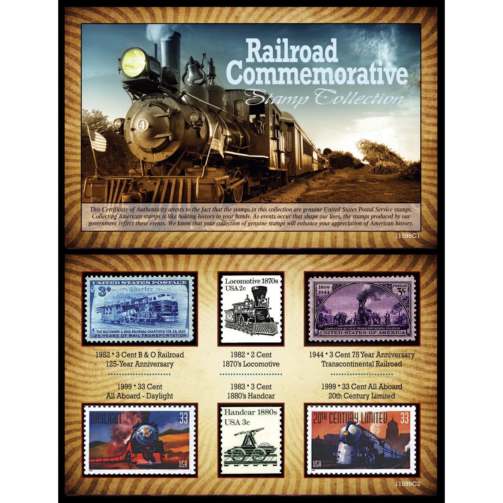 Commemorative Railroad U.S. Stamp Collection