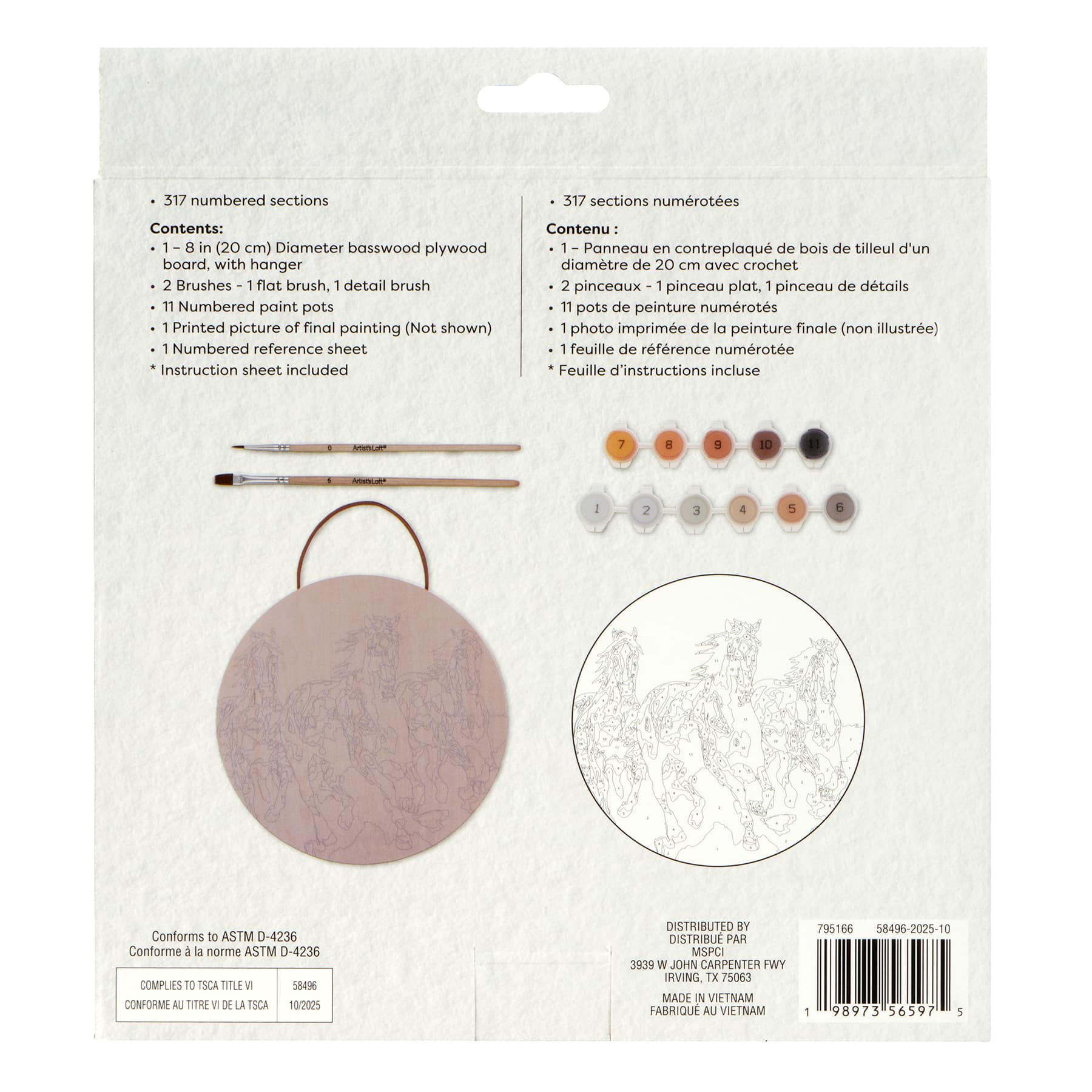 Trousse pour peinture par numéros sur surface en contreplaqué à thème de chevaux d’Artist’s Loft