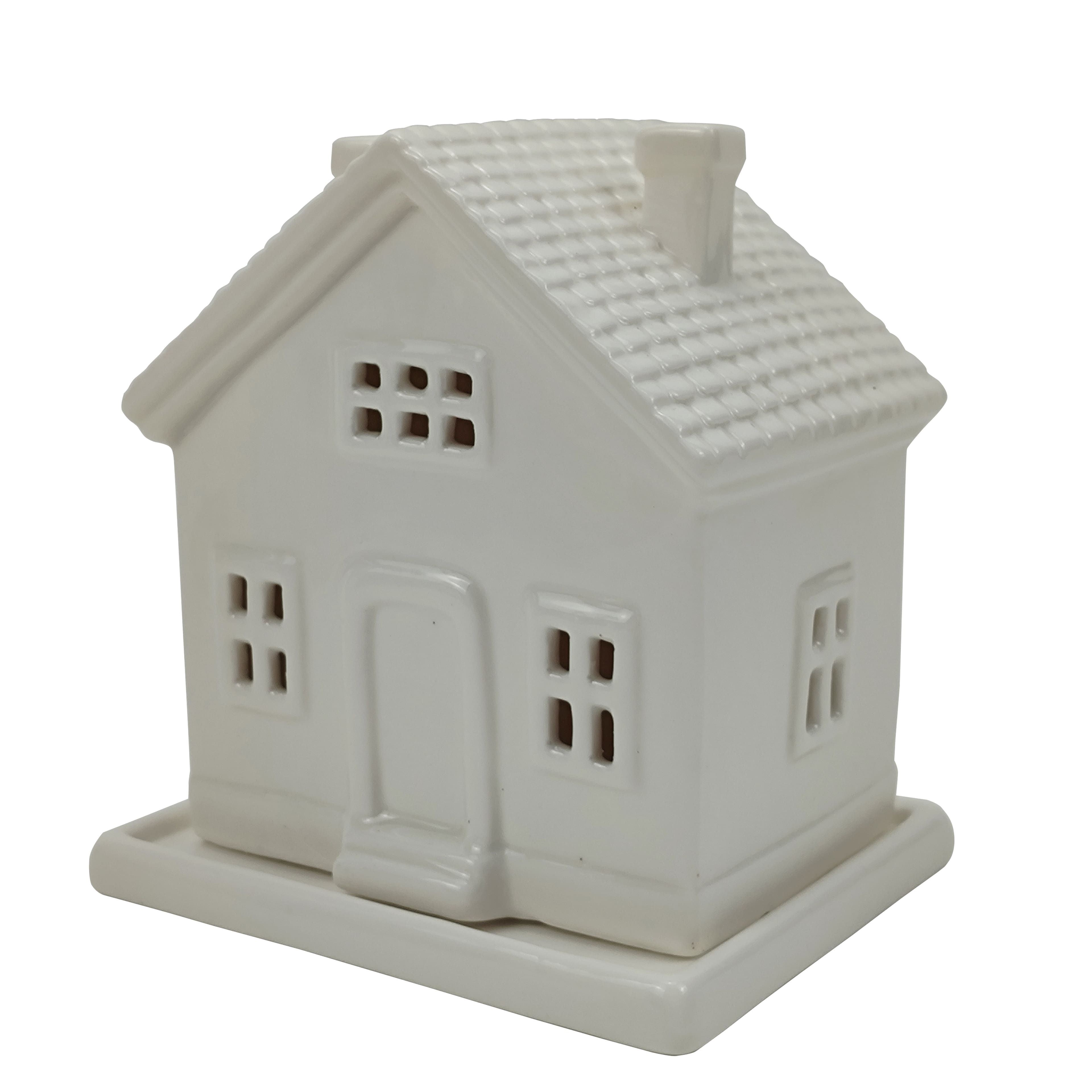 6&#x22; White Ceramic House Incense Cone Holder by Ashland&#xAE;