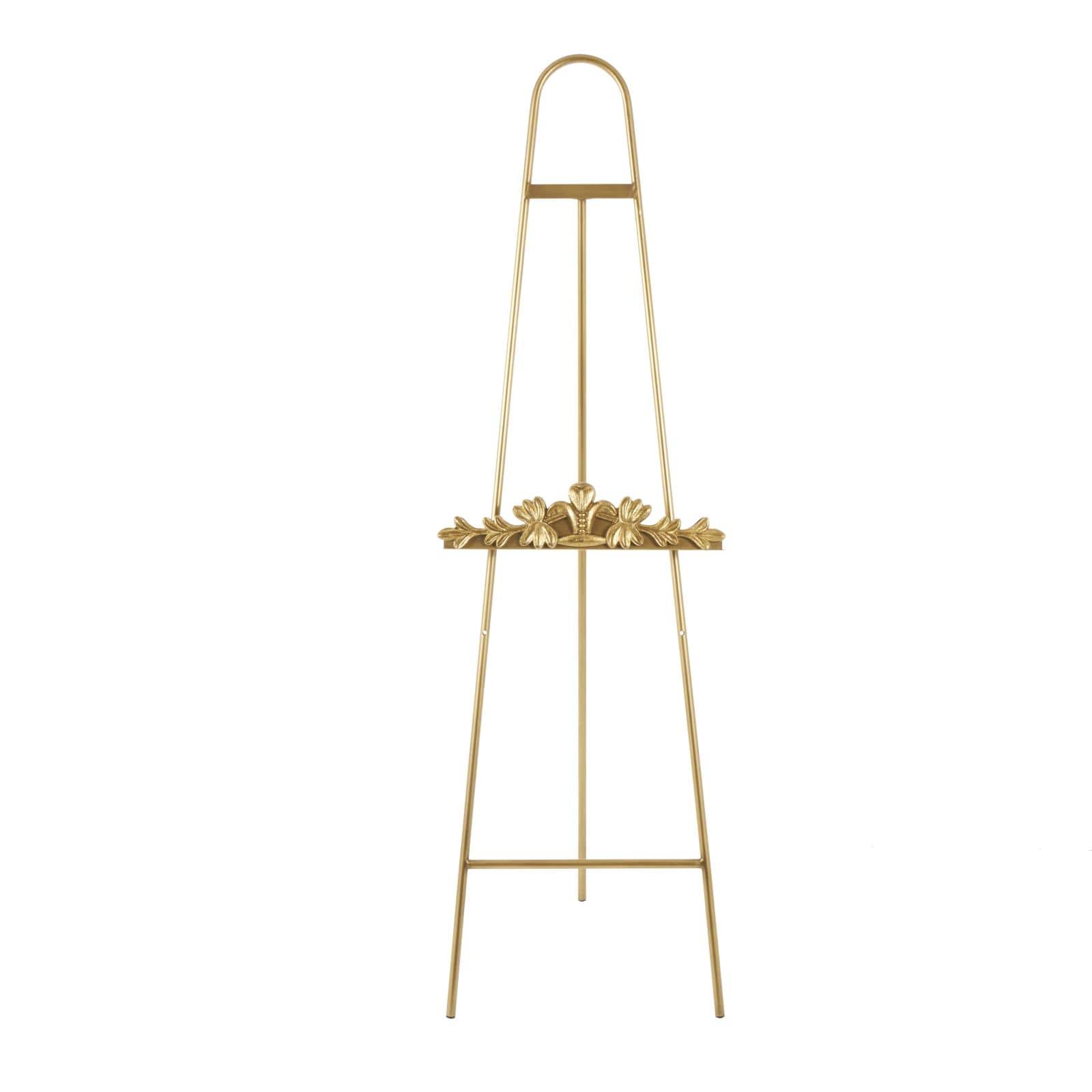 63" Gold Metal Arched Foldable 2-Tier Display Easel with Vine Emblem