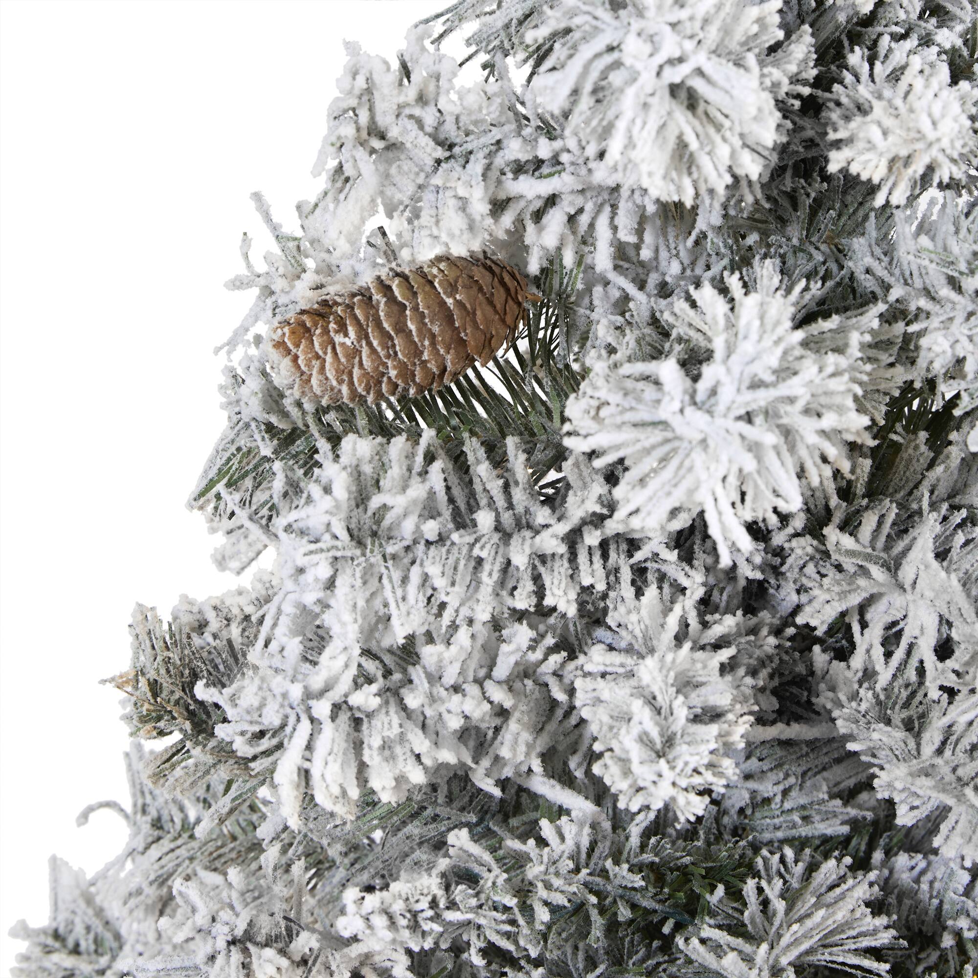 5ft. Unlit Flocked White River Mountain Pine & Pinecones Artificial Christmas Tree