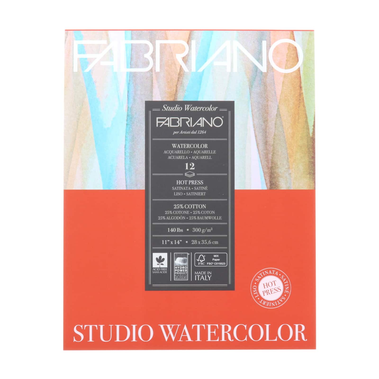 Fabriano Studio Hot Press Watercolor Pad, 11 x 14, White