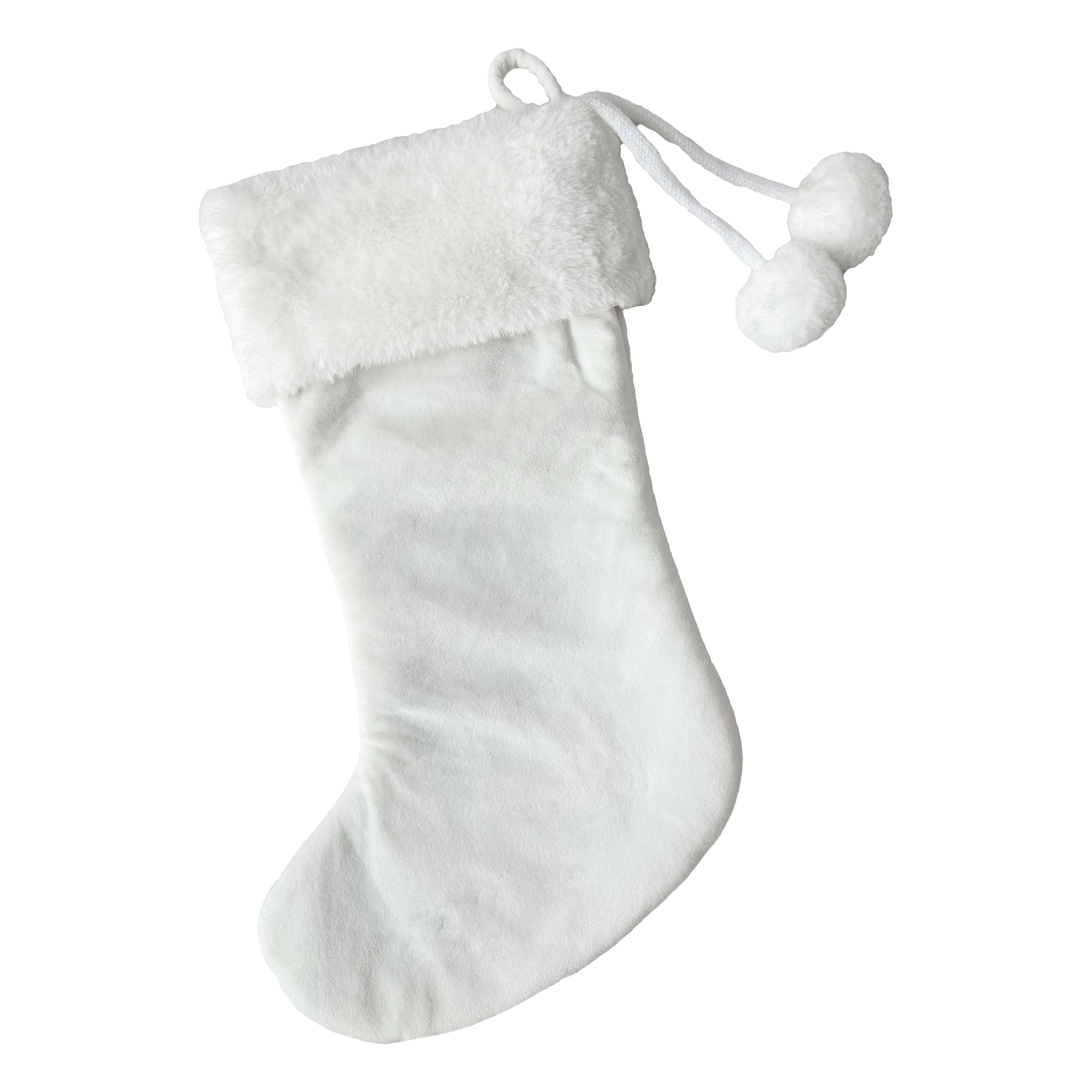 18&#x22; White Embroidered Snowflake Stocking with Faux Fur Cuff by Ashland&#xAE;