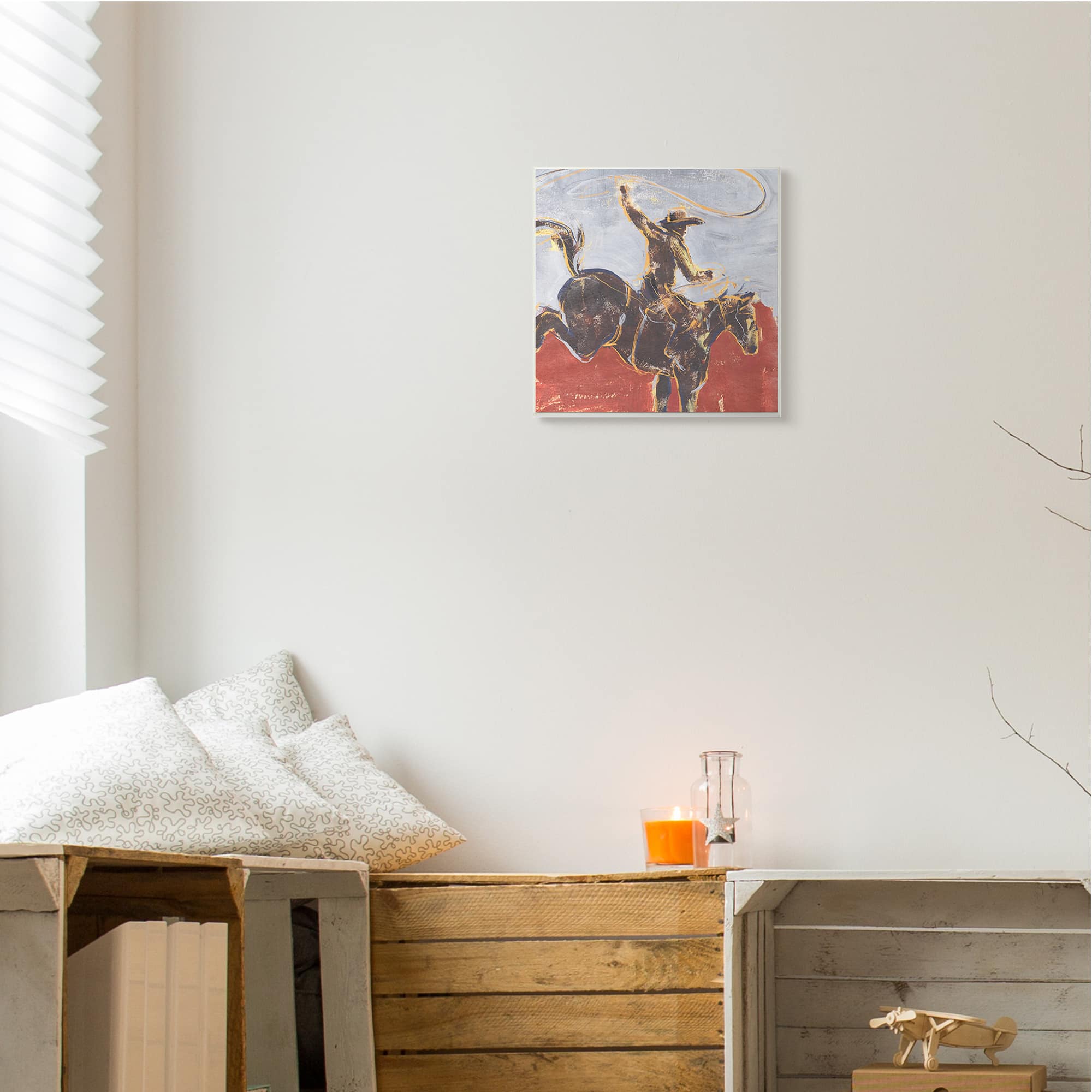 Stupell Industries Rustic Western Cowboy Wild Horse Lasso, 12" x 12"