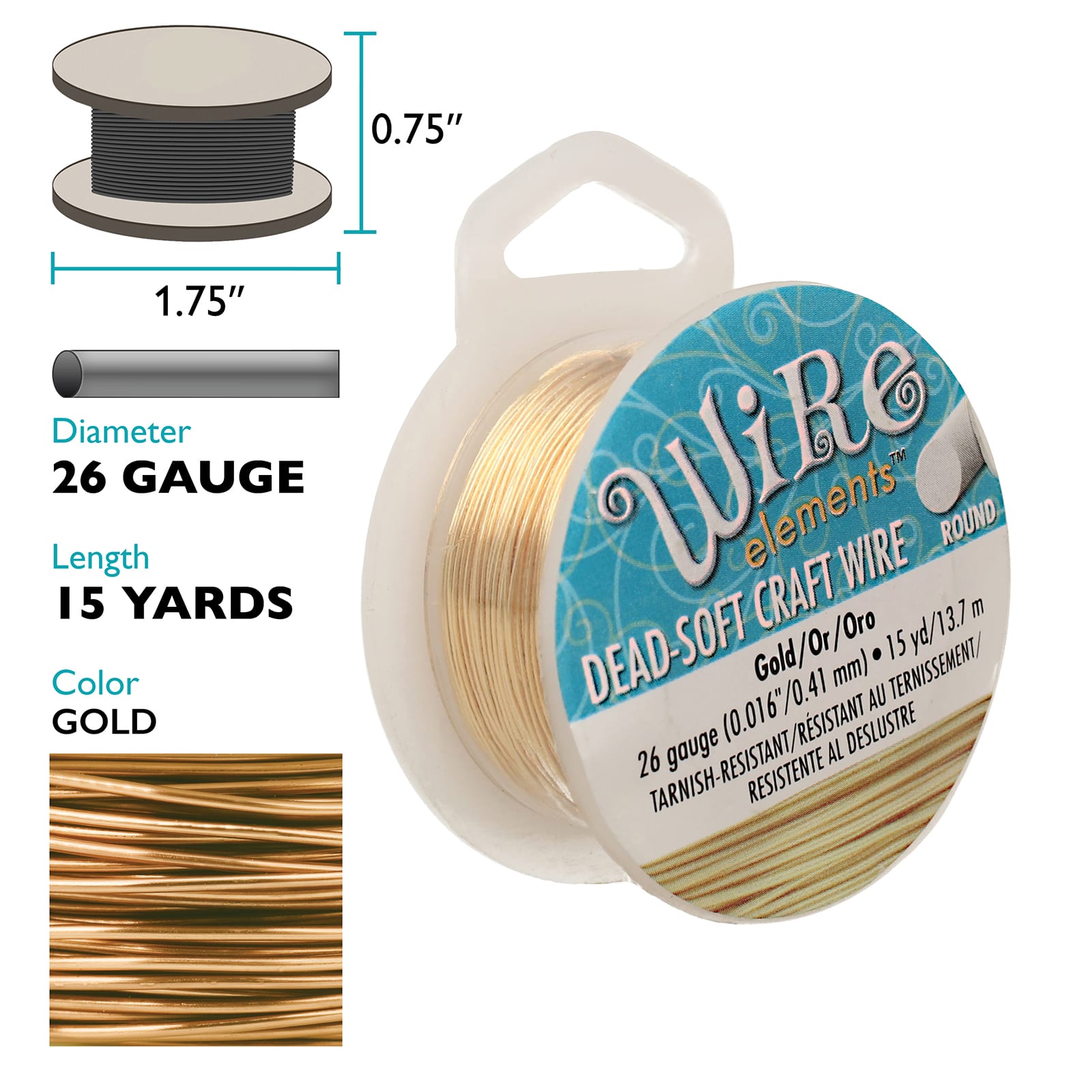 The Beadsmith® Wire Elements™ 26 Gauge Tarnish Resistant Soft Temper Wire, 15yd.