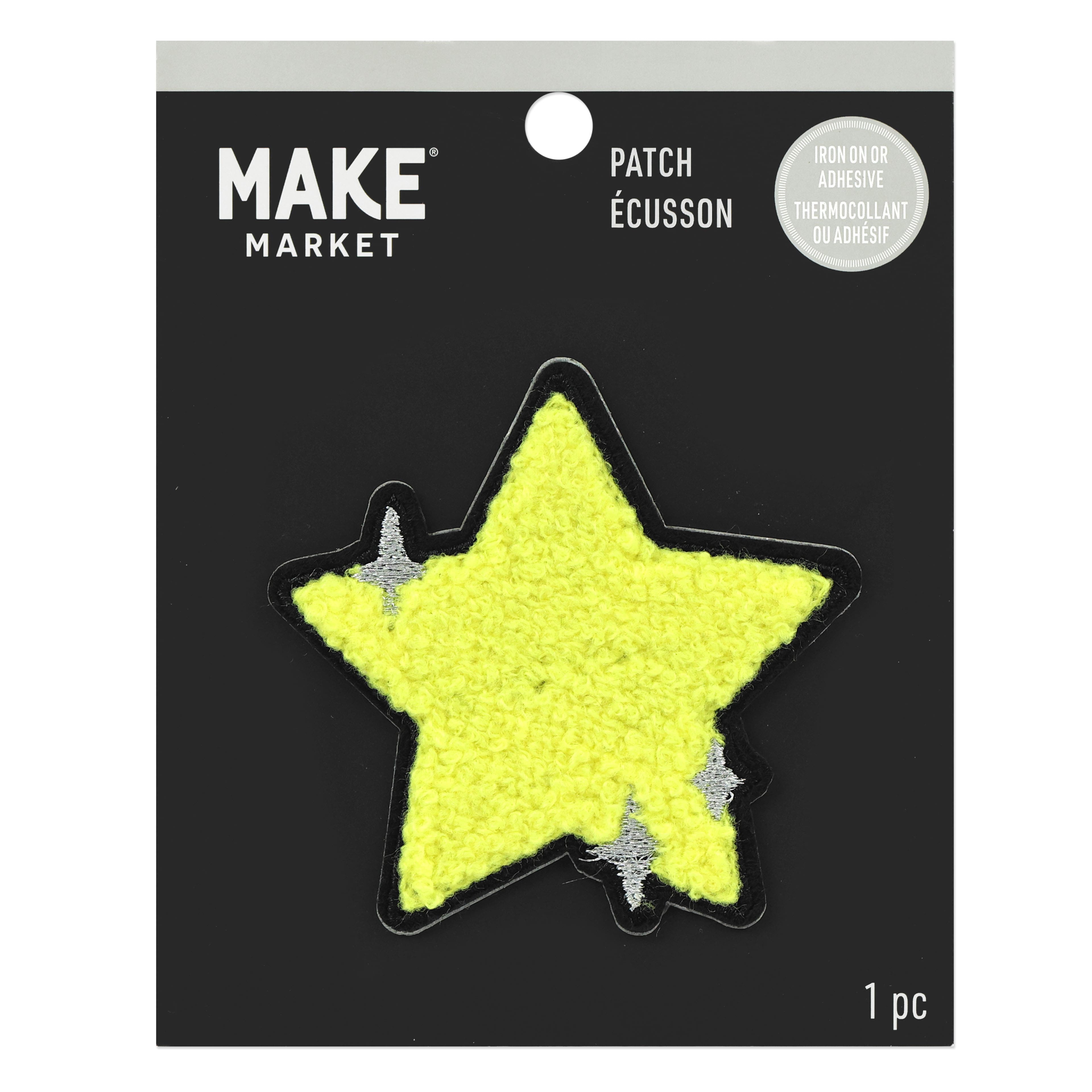 Iron-On &#x26; Adhesive Yellow Star Embroidered Patch by Make Market&#xAE;