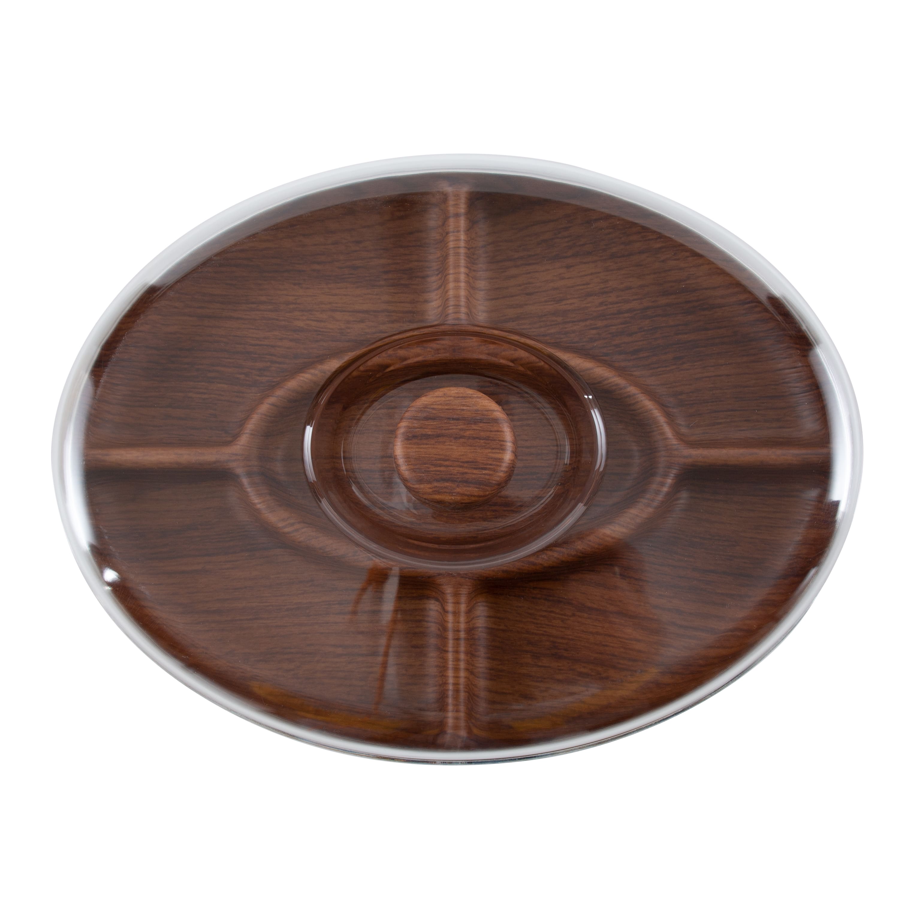 Luxe Party Wood Look 5-Section Serving Tray with Cover