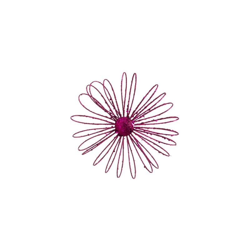7&#x22; Glitter Fuchsia Pink Daisy Christmas Ornament