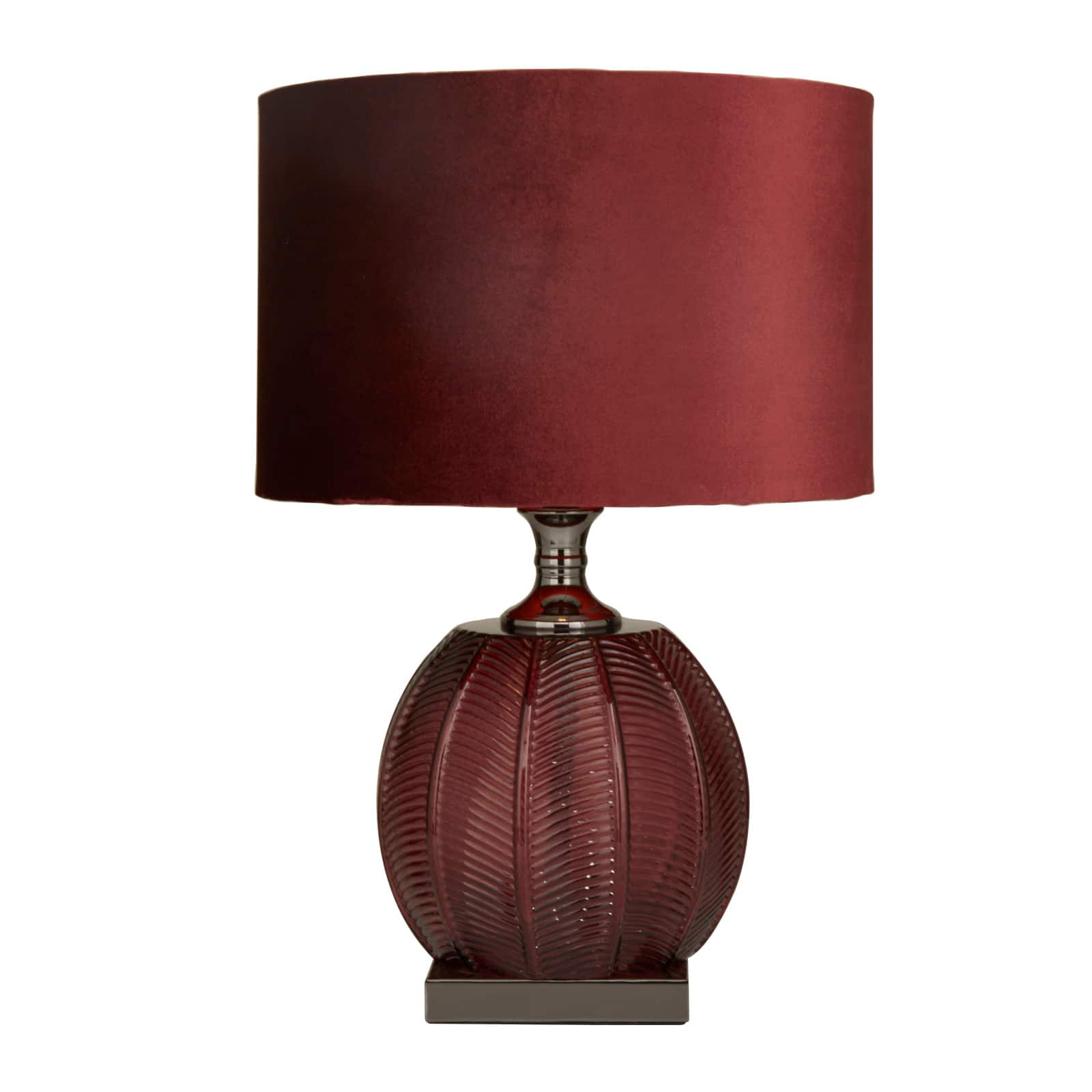 Red Velvet Glam Table Lamp, 21&#x22; x 14&#x22; x 14&#x22;