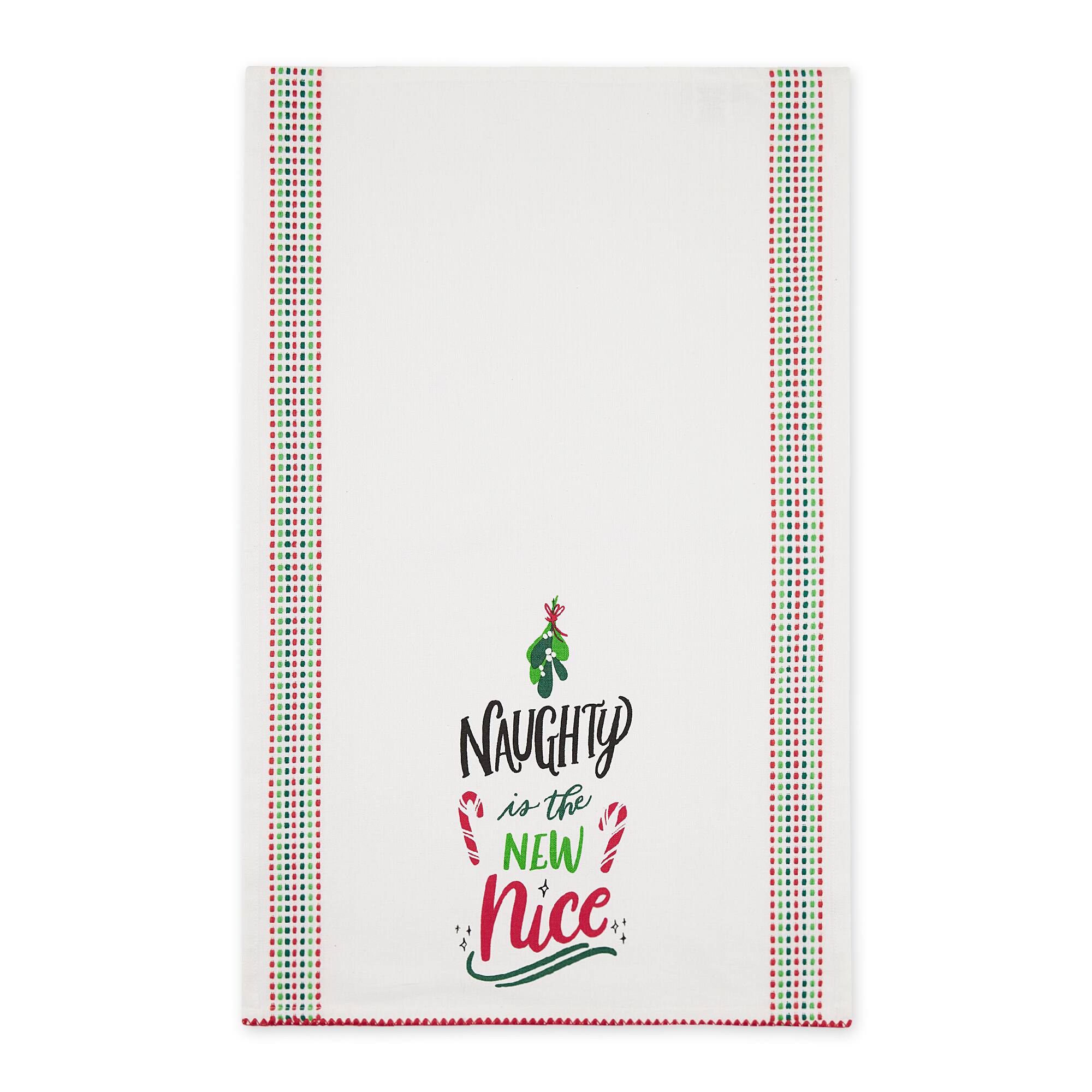 DII Assorted Naughty Nice Holiday Printed Dishtowel (Set of 2)