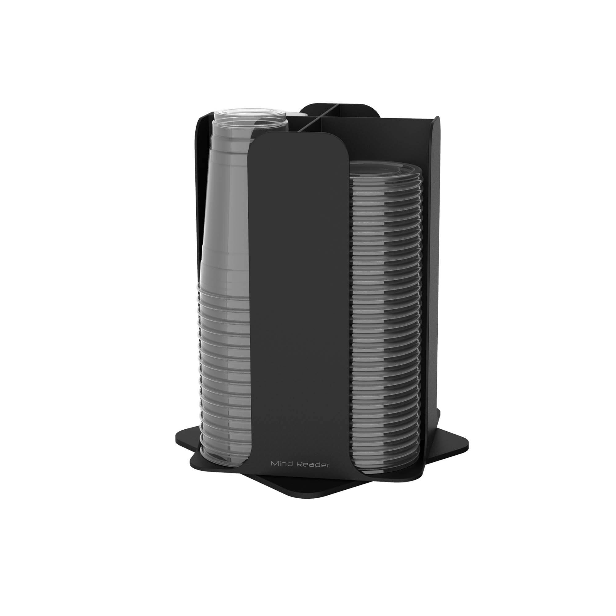 Mind Reader Black 4-Compartment Cup and Lid Organizer Carousel