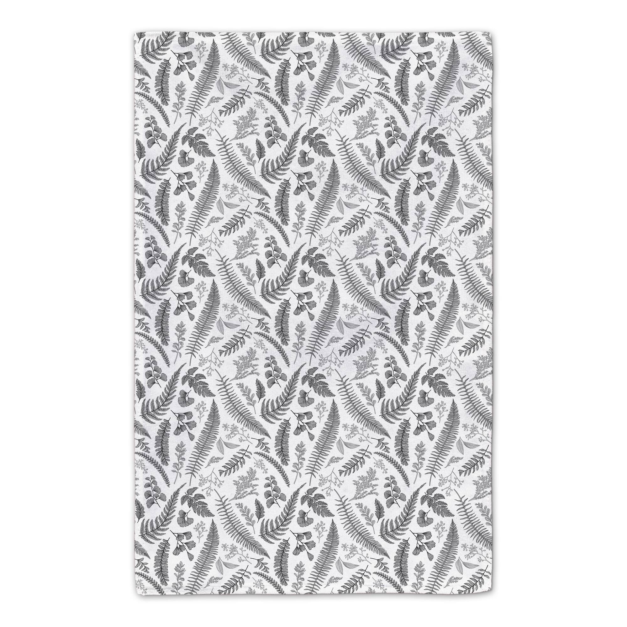 Leaves on Linen Tea Towel Set