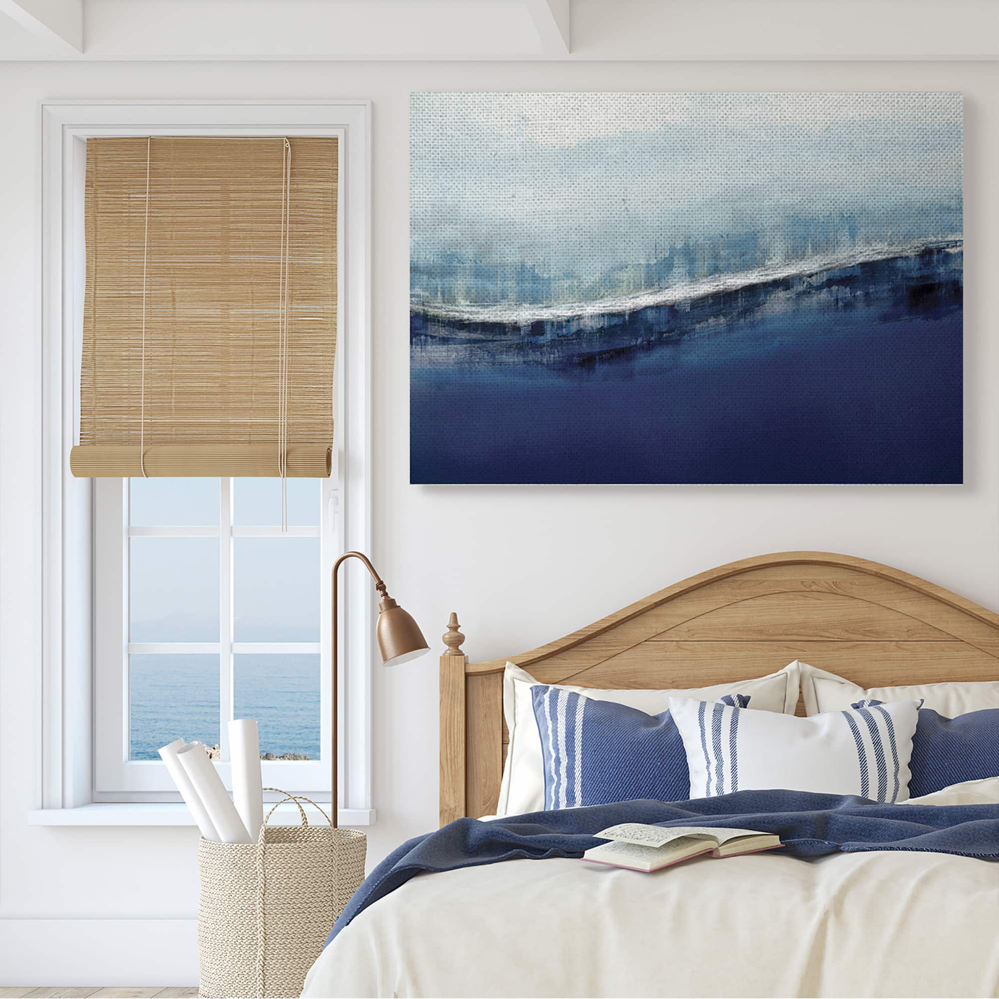 Stupell Industries Abstract Ocean Waves Blue Stormy Sky Wall Art