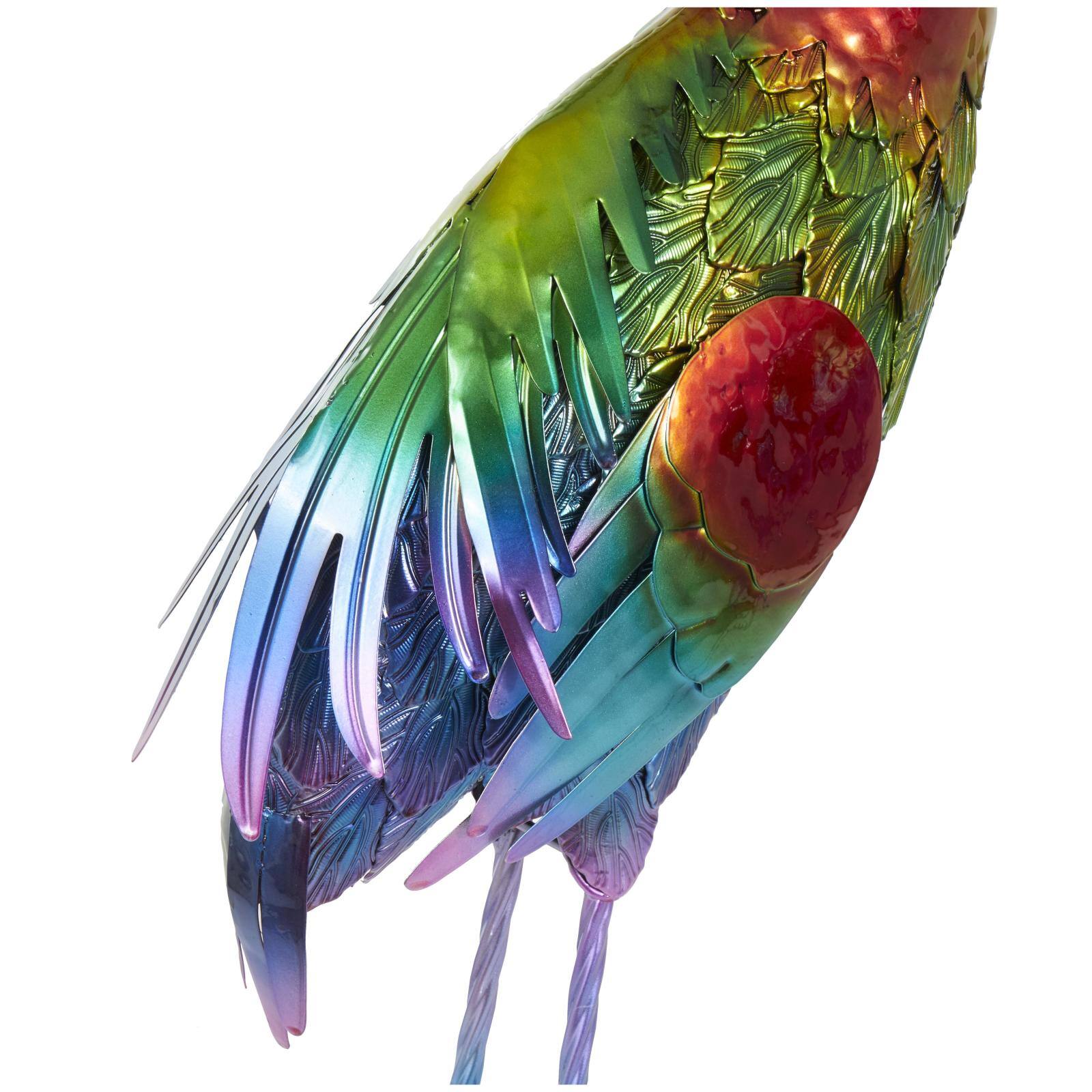 Tall Rainbow Textured Metal Flamingo Garden Sculpture Set