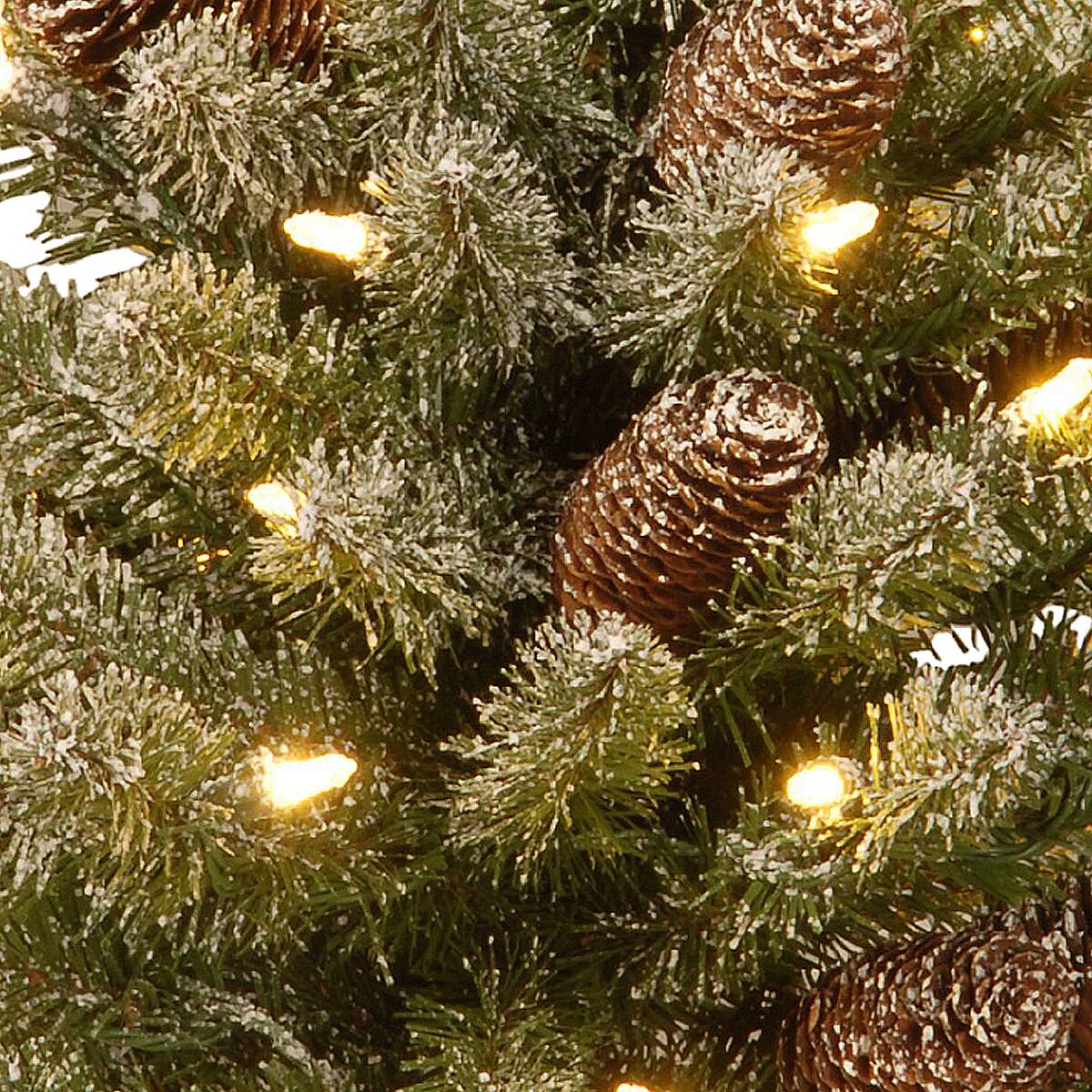 2ft. Snowy Concolor Fir Small Artificial Christmas Tree In Burlap With Snowy Cones, Warm White LED Lights